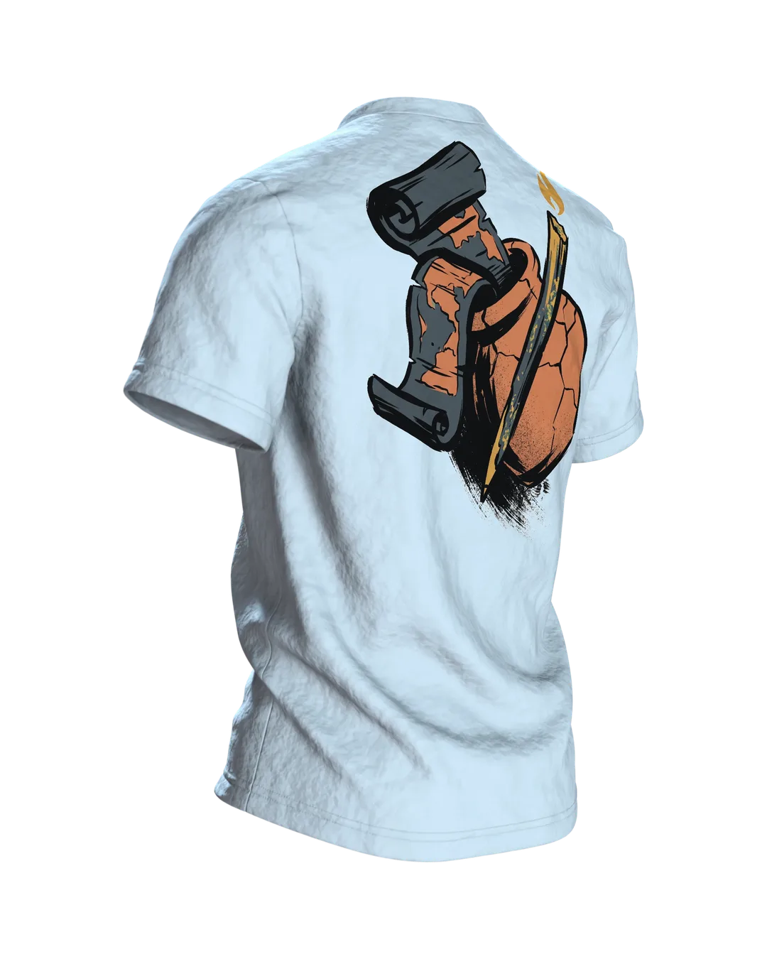 Dachs T-Shirt Sumi-e Waldtier Tusche Landkarte, Rückseite schräg rechts