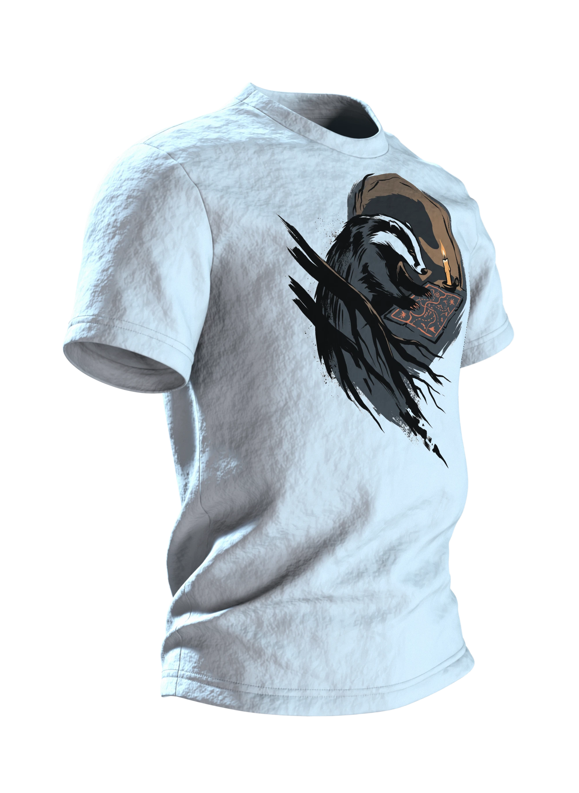 Dachs T-Shirt Sumi-e Waldtier Tusche Landkarte, Seitenansicht links