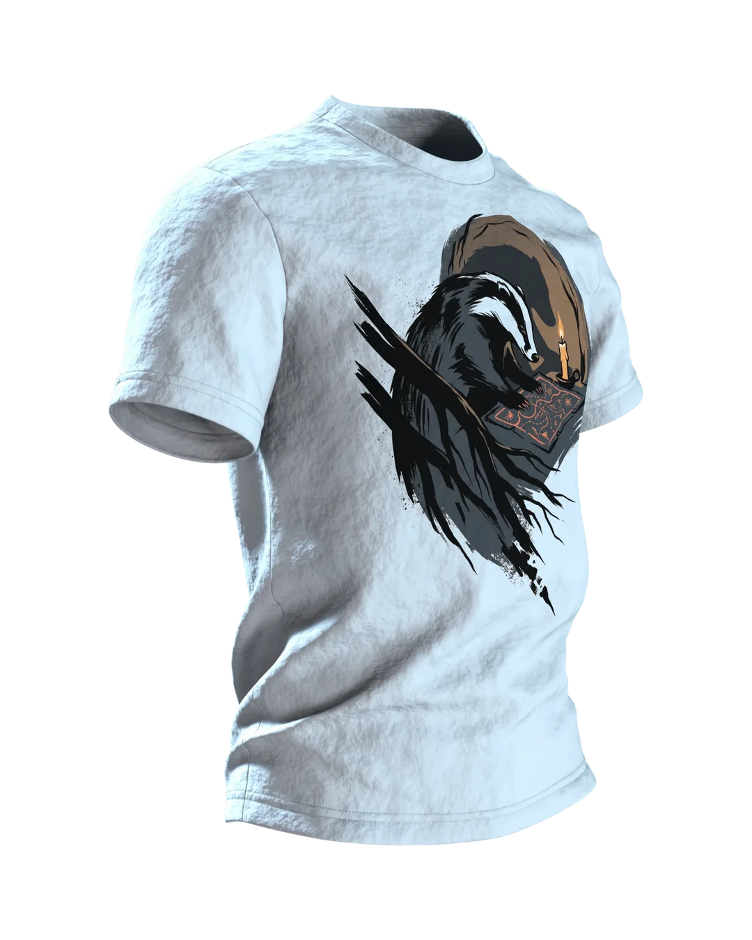 Dachs T-Shirt Sumi-e Waldtier Tusche Landkarte, Seitenansicht links