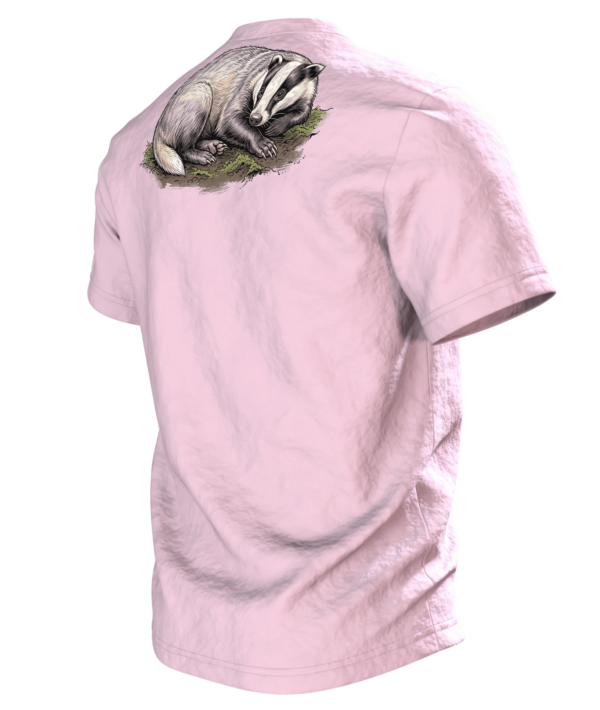 Dachs T-Shirt Erdbau Kerzenschein Schatzkarte Bilderbuch Illustration, Rückseite schräg links