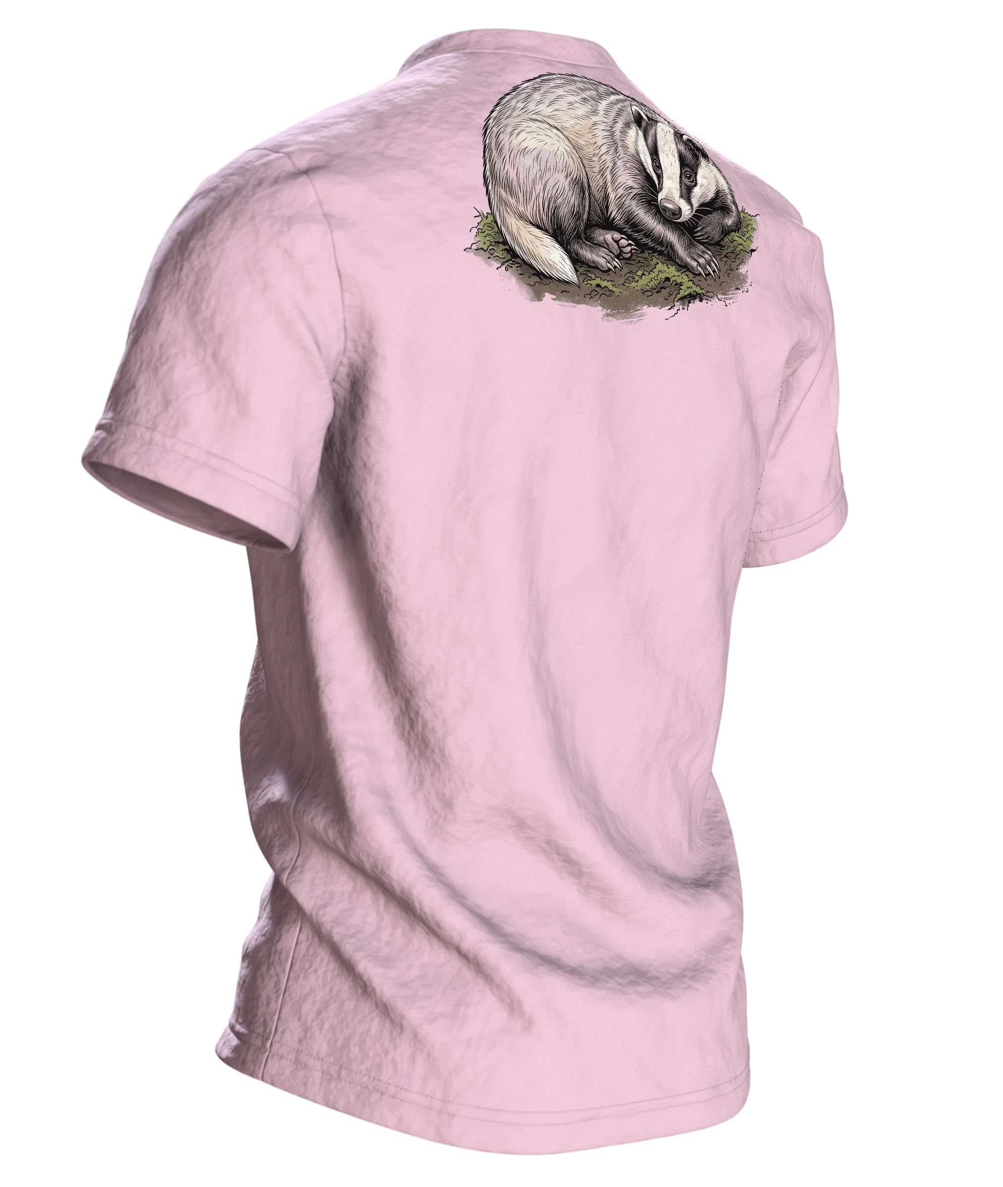 Dachs T-Shirt Erdbau Kerzenschein Schatzkarte Bilderbuch Illustration, Rückseite schräg rechts