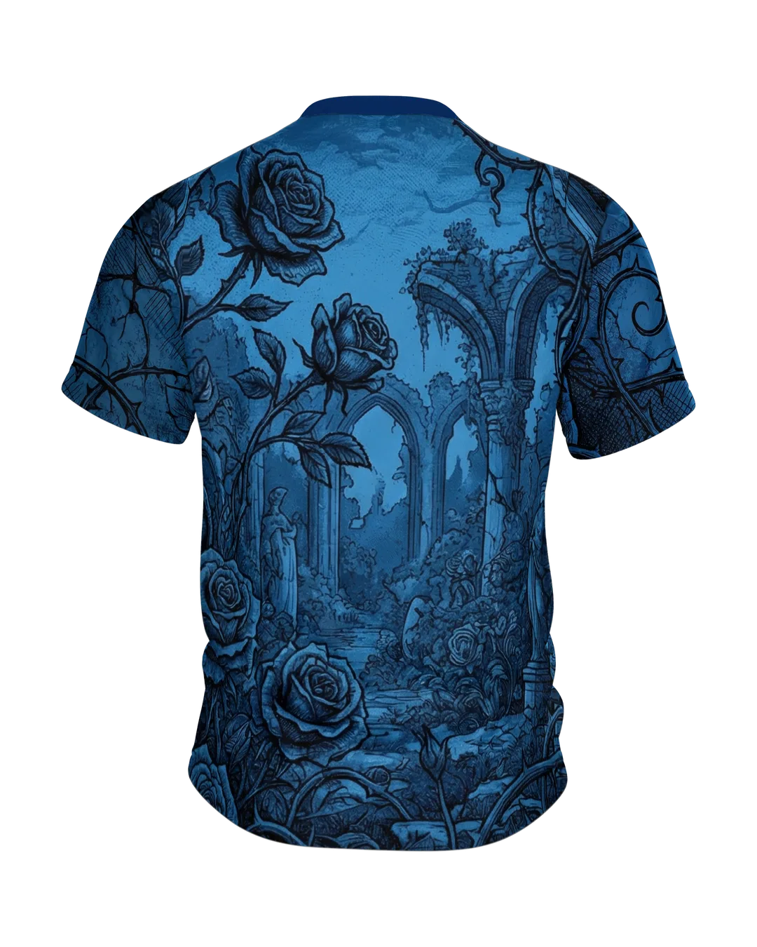 Rose Rundum-Shirt: Florales Illustrationsdesign, Rückseite