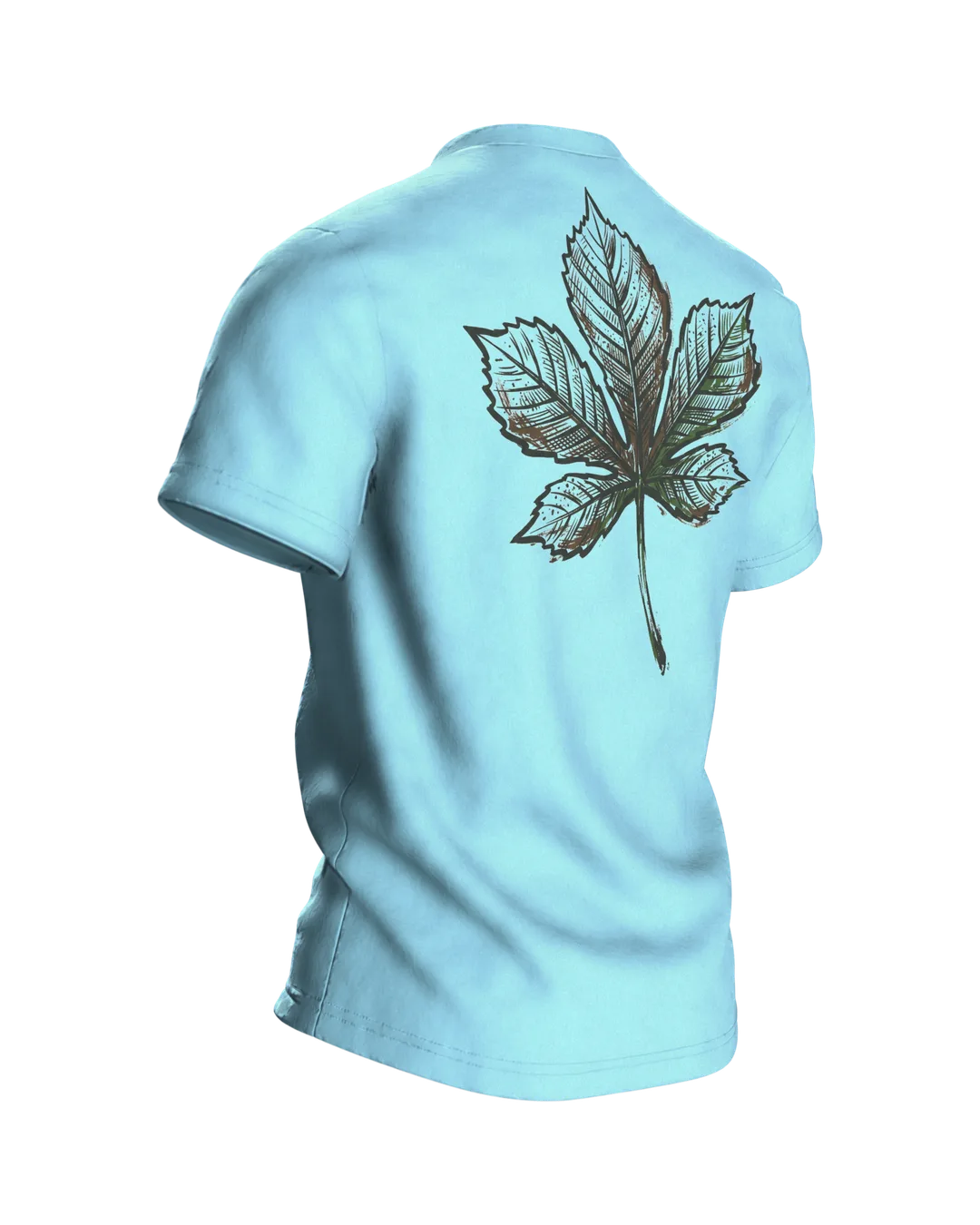 Biergarten T-Shirt "Innerlich schon im Biergarten", Holzfass mit Brush-Lettering, Rückseite schräg rechts