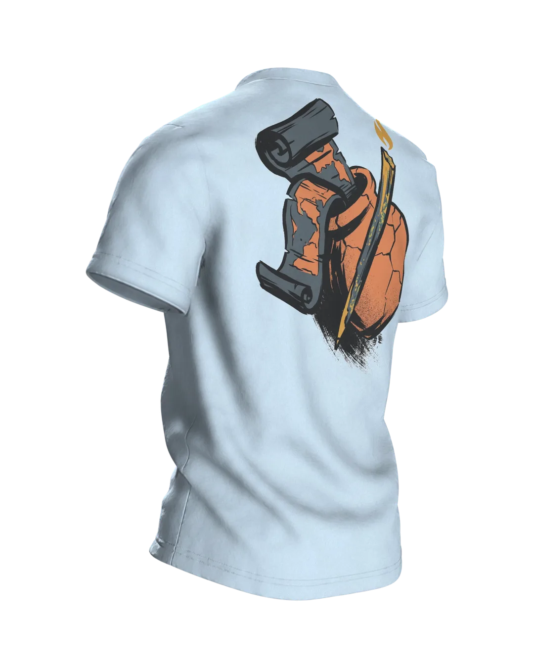 Dachs T-Shirt Sumi-e Waldtier Tusche Landkarte, Rückseite schräg rechts