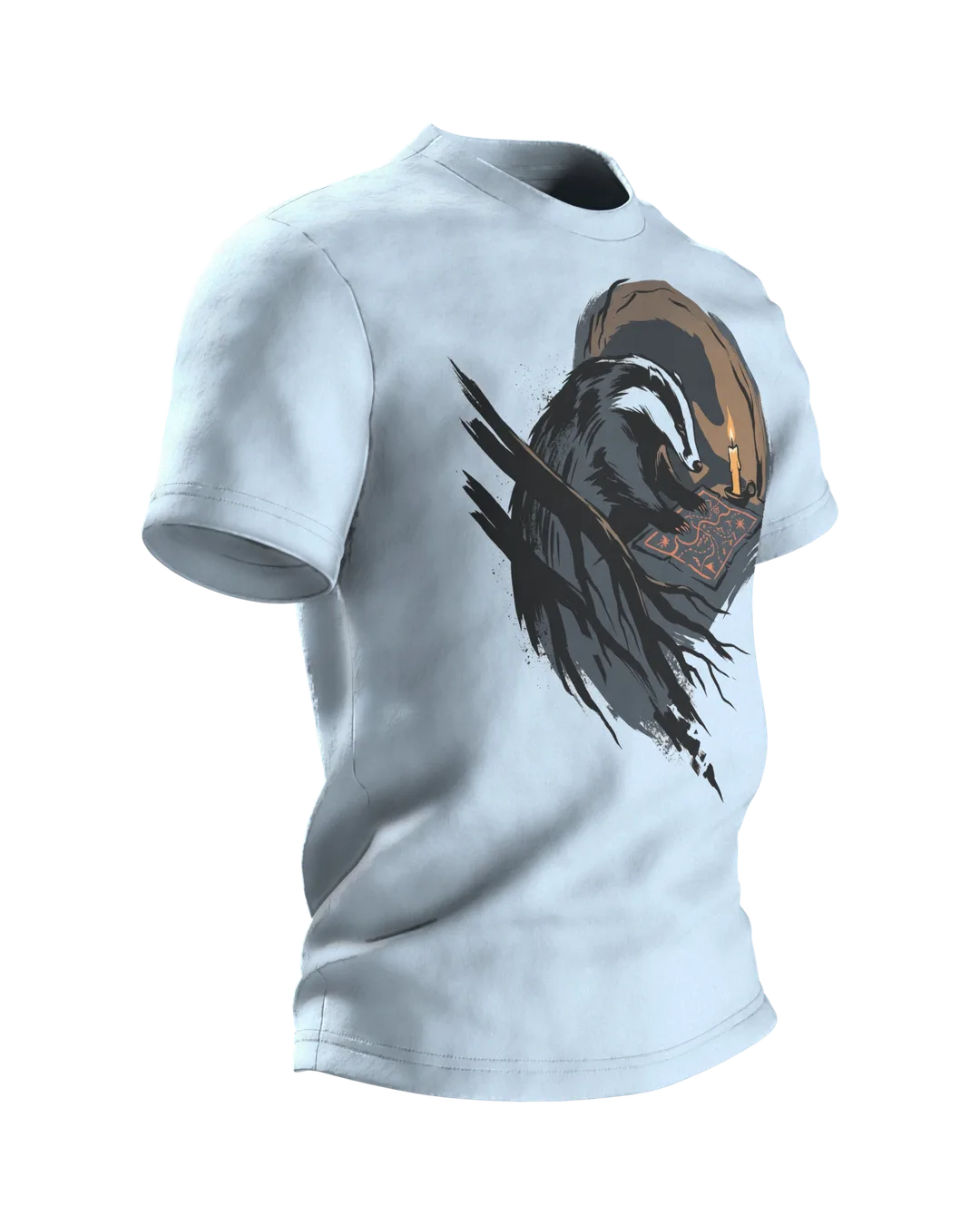 Dachs T-Shirt Sumi-e Waldtier Tusche Landkarte, Seitenansicht links