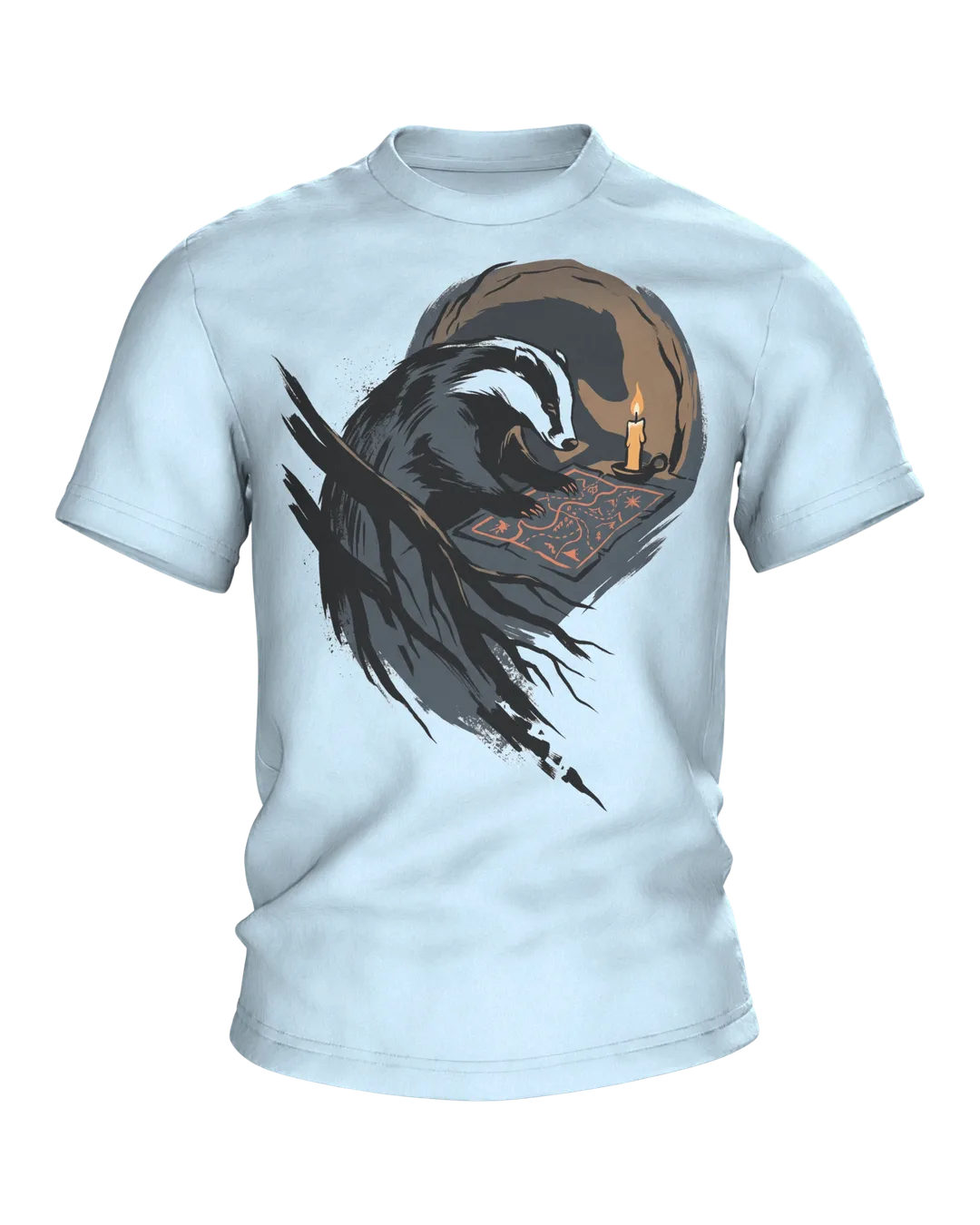 Badger T-shirt Sumi-e Forest Animal Ink Map