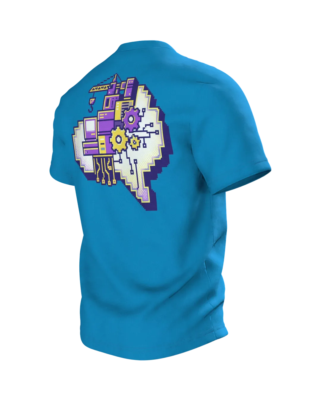 Pixel Ritter T-Shirt "Level 40 freigeschaltet", 8-Bit Gaming Badge zum 40. Geburtstag, Rückseite schräg links