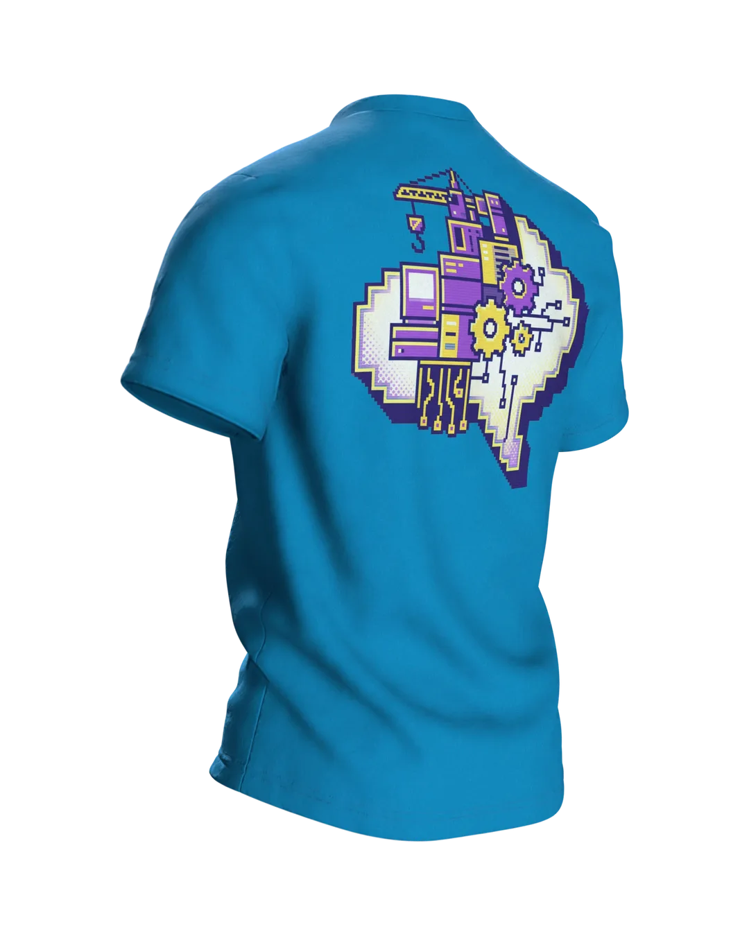 Pixel Ritter T-Shirt "Level 40 freigeschaltet", 8-Bit Gaming Badge zum 40. Geburtstag, Rückseite schräg rechts