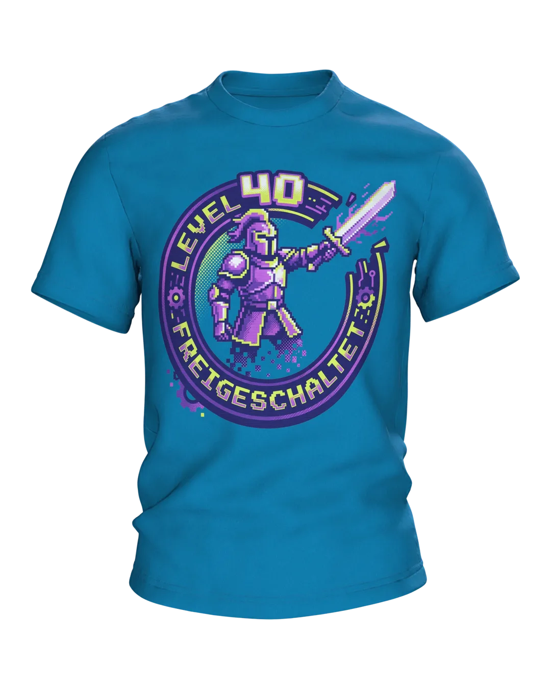 Pixel Knight T-shirt "Level 40 freigeschaltet", 8-bit gaming badge for a 40th birthday