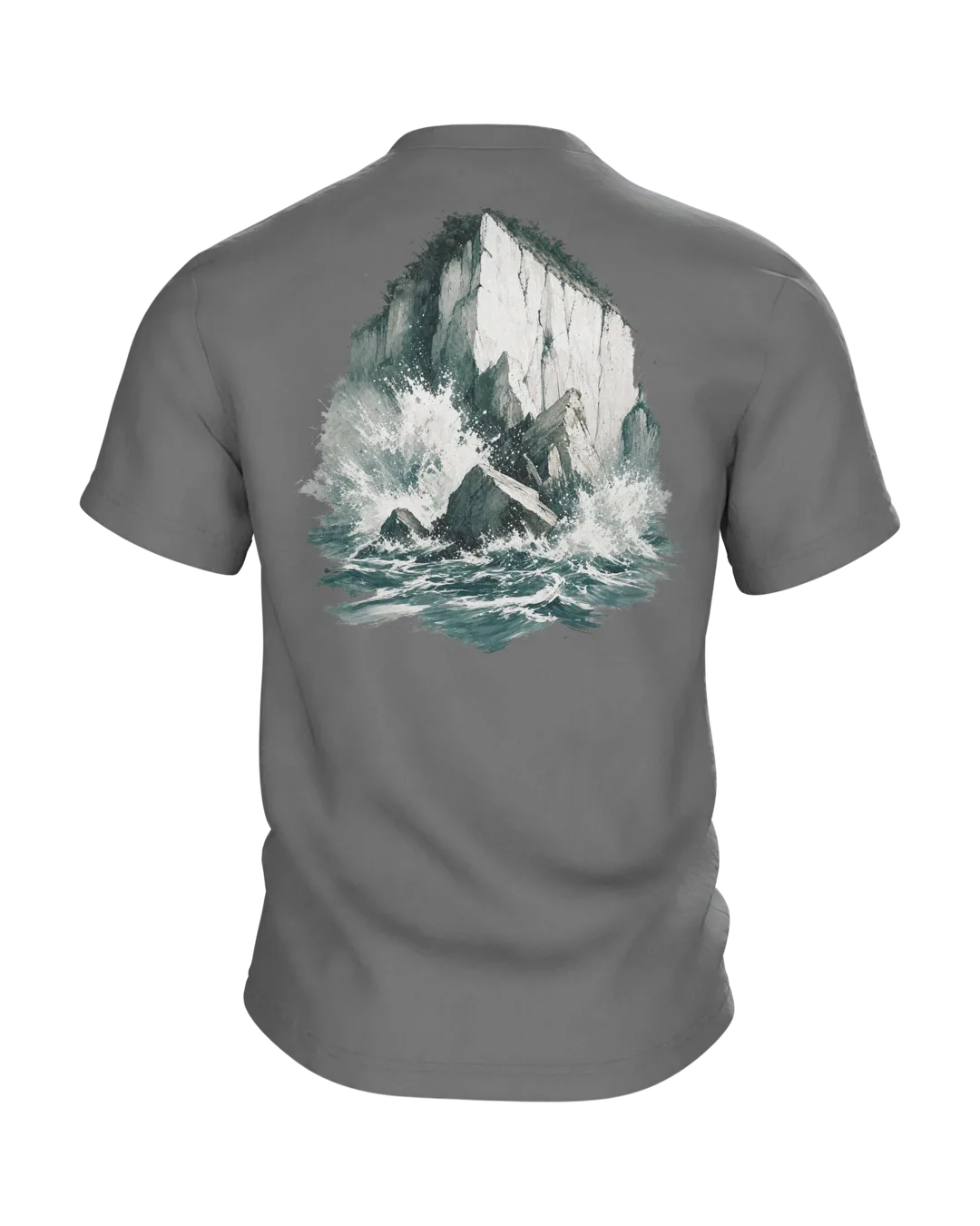 Stevns Klint T-shirt, Chalk Cliff as a Sailing Ship in Watercolor, Back