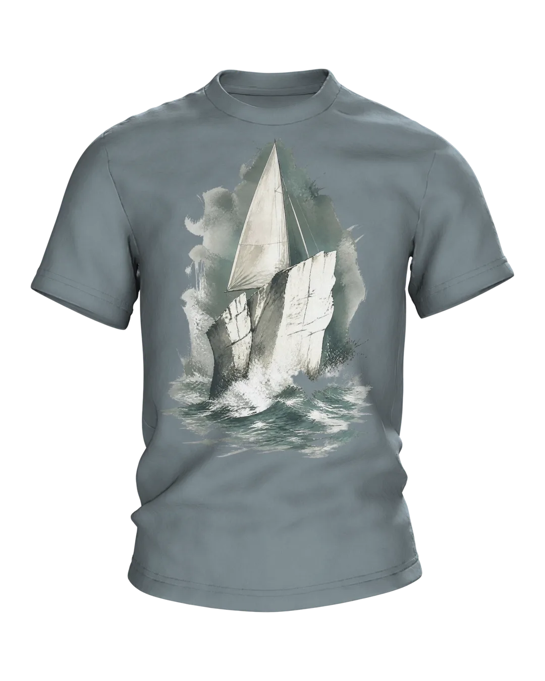 Stevns Klint T-shirt, Chalk Cliff as a Sailing Ship in Watercolor
