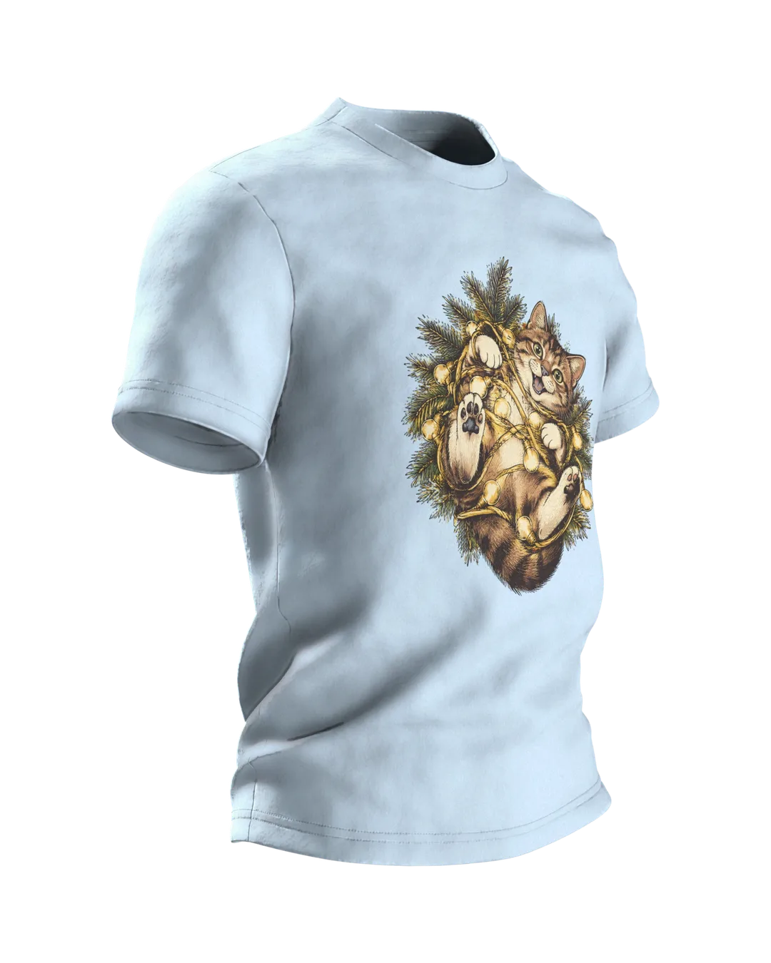 Katze in der Lichterkette T-Shirt, Seitenansicht links