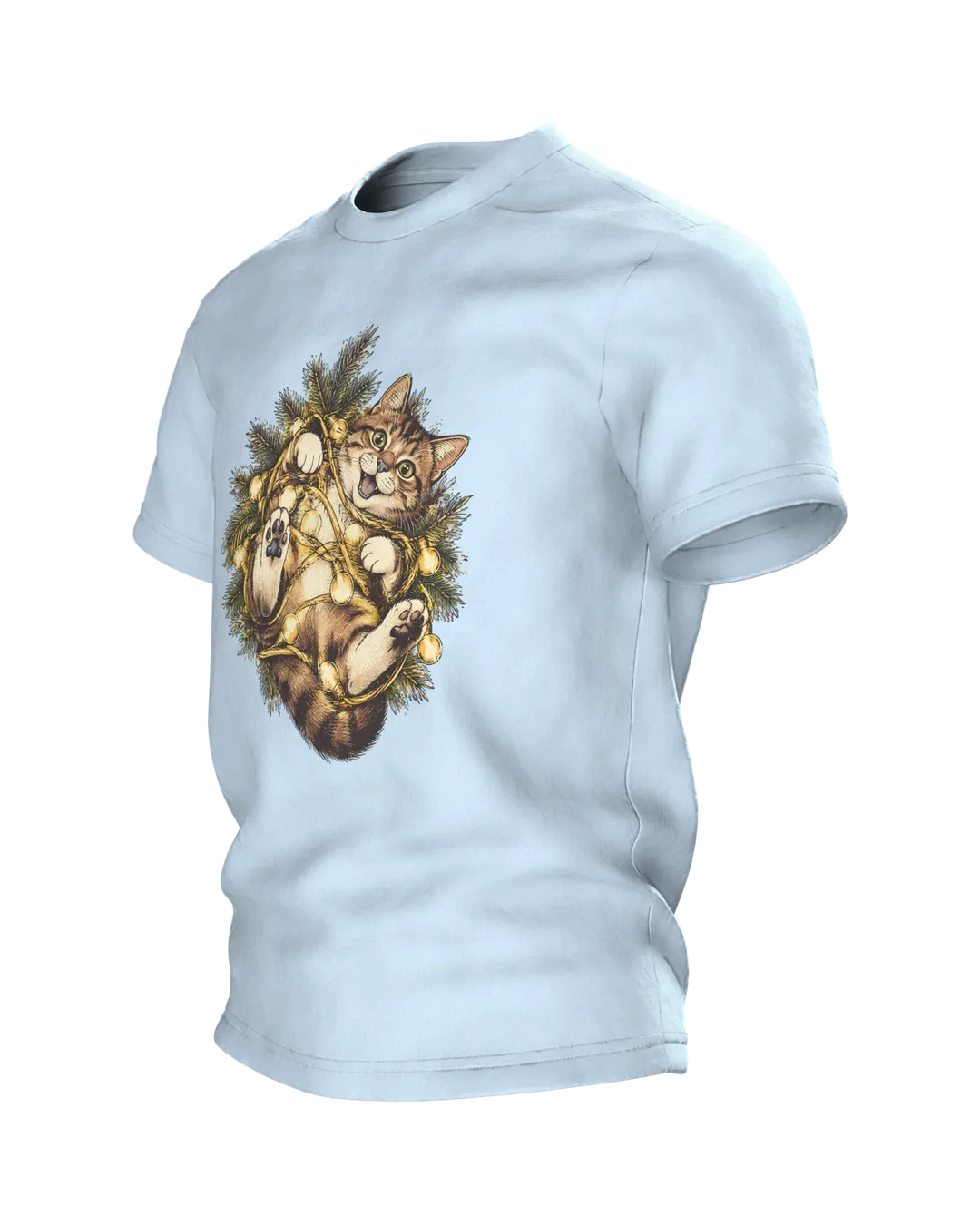 Katze in der Lichterkette T-Shirt, Seitenansicht rechts