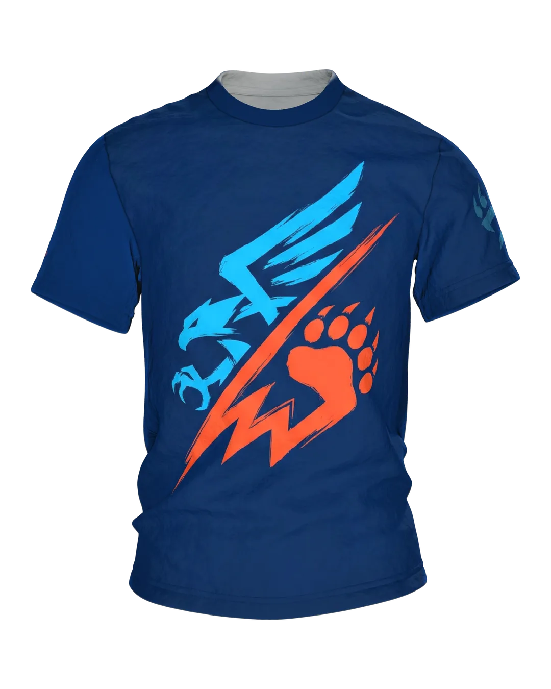 Eagle Bear Clash T-shirt: emblem of wing, bolt and paw
