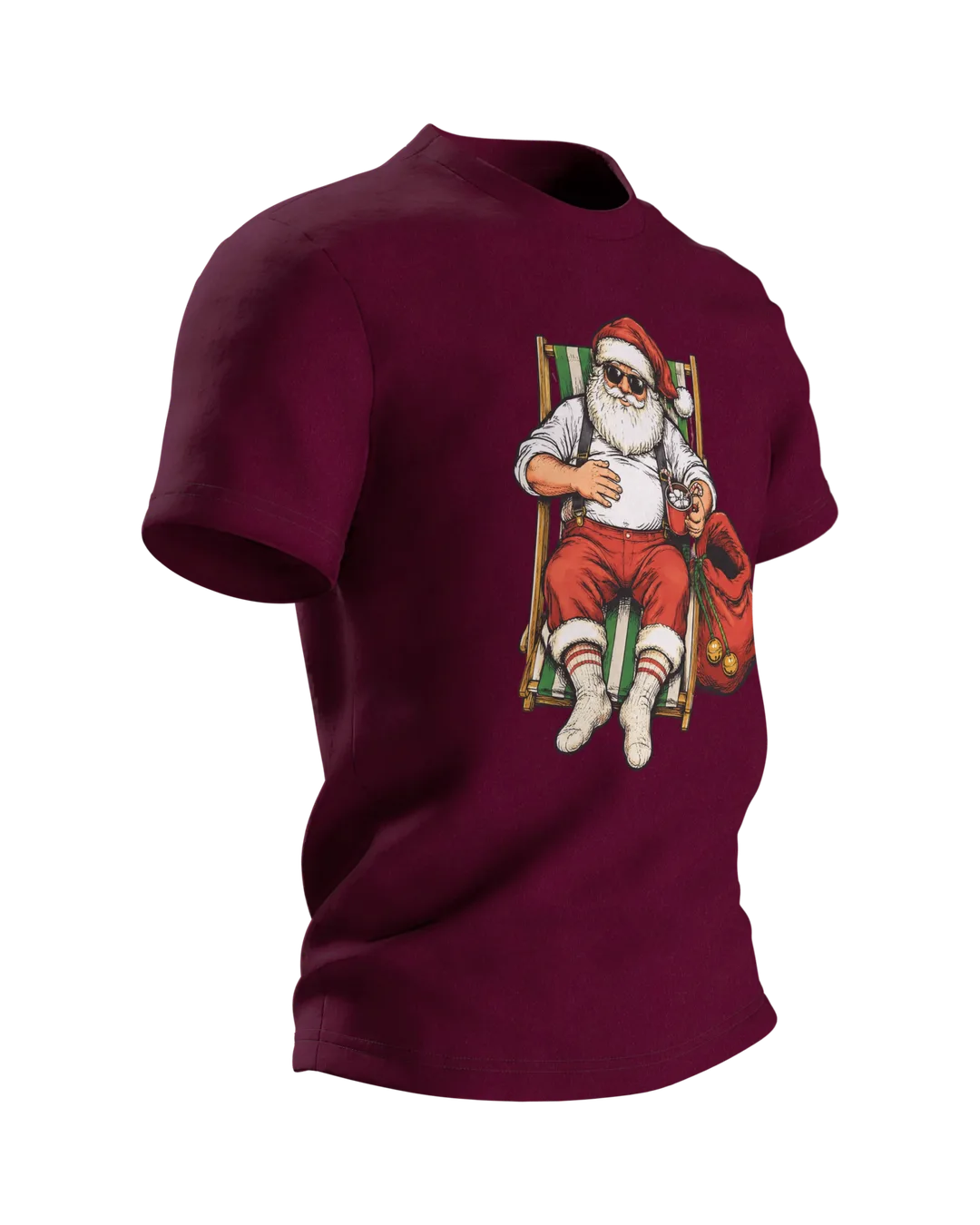 Funny Santa T-Shirt: Santa's Day Off, Side view, left