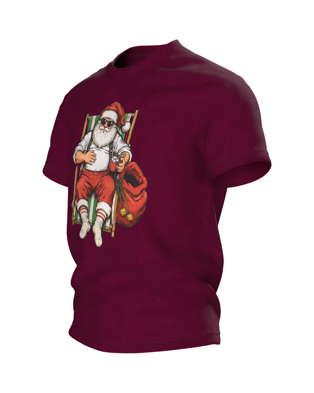 Funny Santa T-Shirt: Santa's Day Off, Side view, right