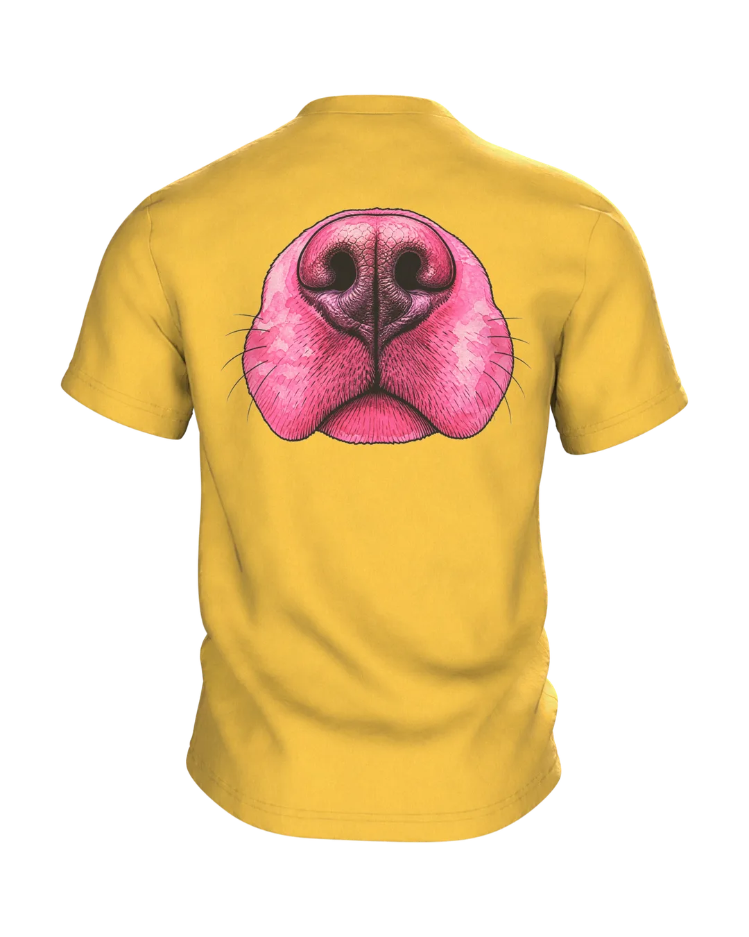 Labrador T-Shirt, Pop-Art Vierfach-Porträt mit rosa Schnauzen-Rücken, Rückseite