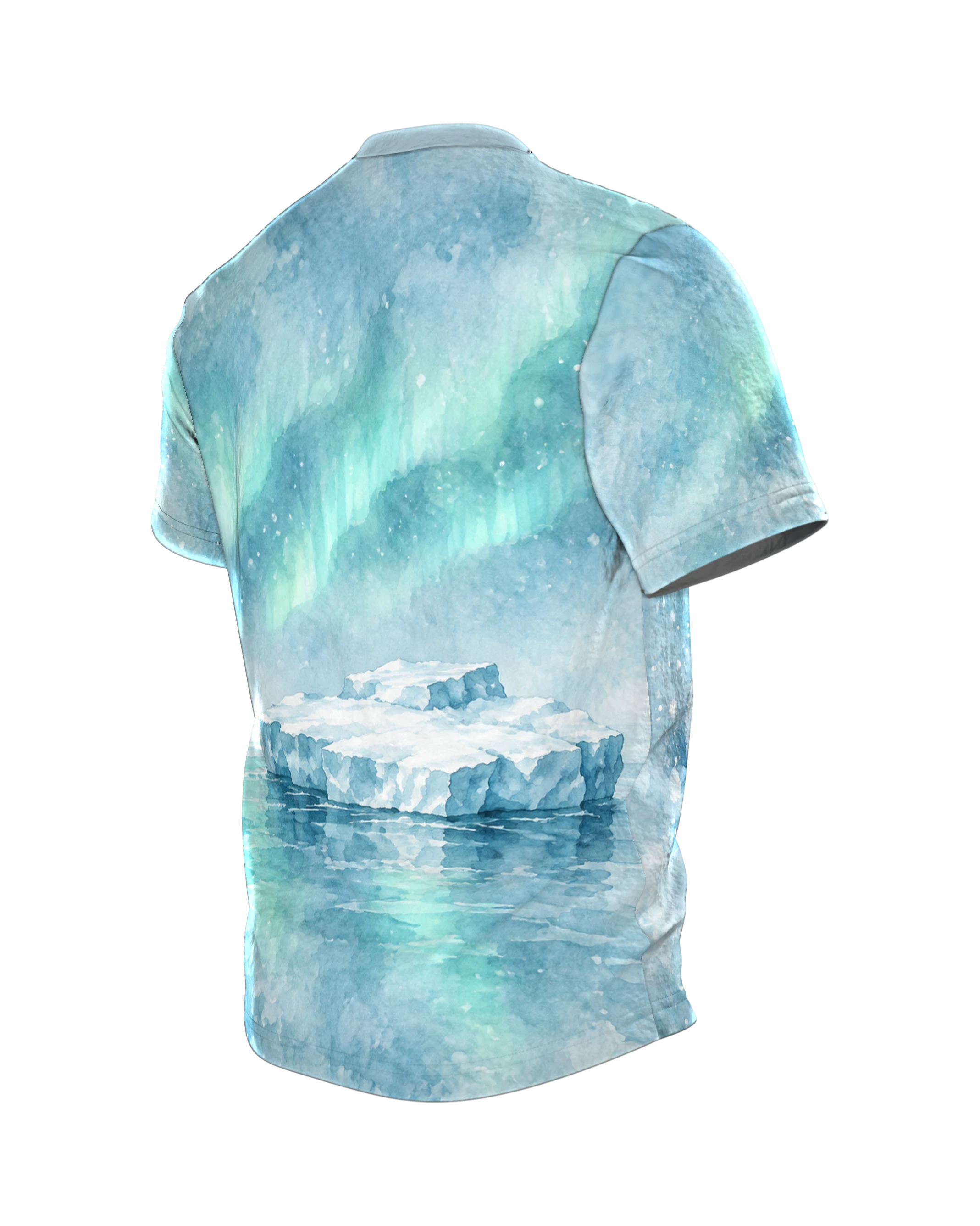 Eisbär T-Shirt Weihnachten: Eisbärmutter mit zwei Jungen, Rückseite schräg links