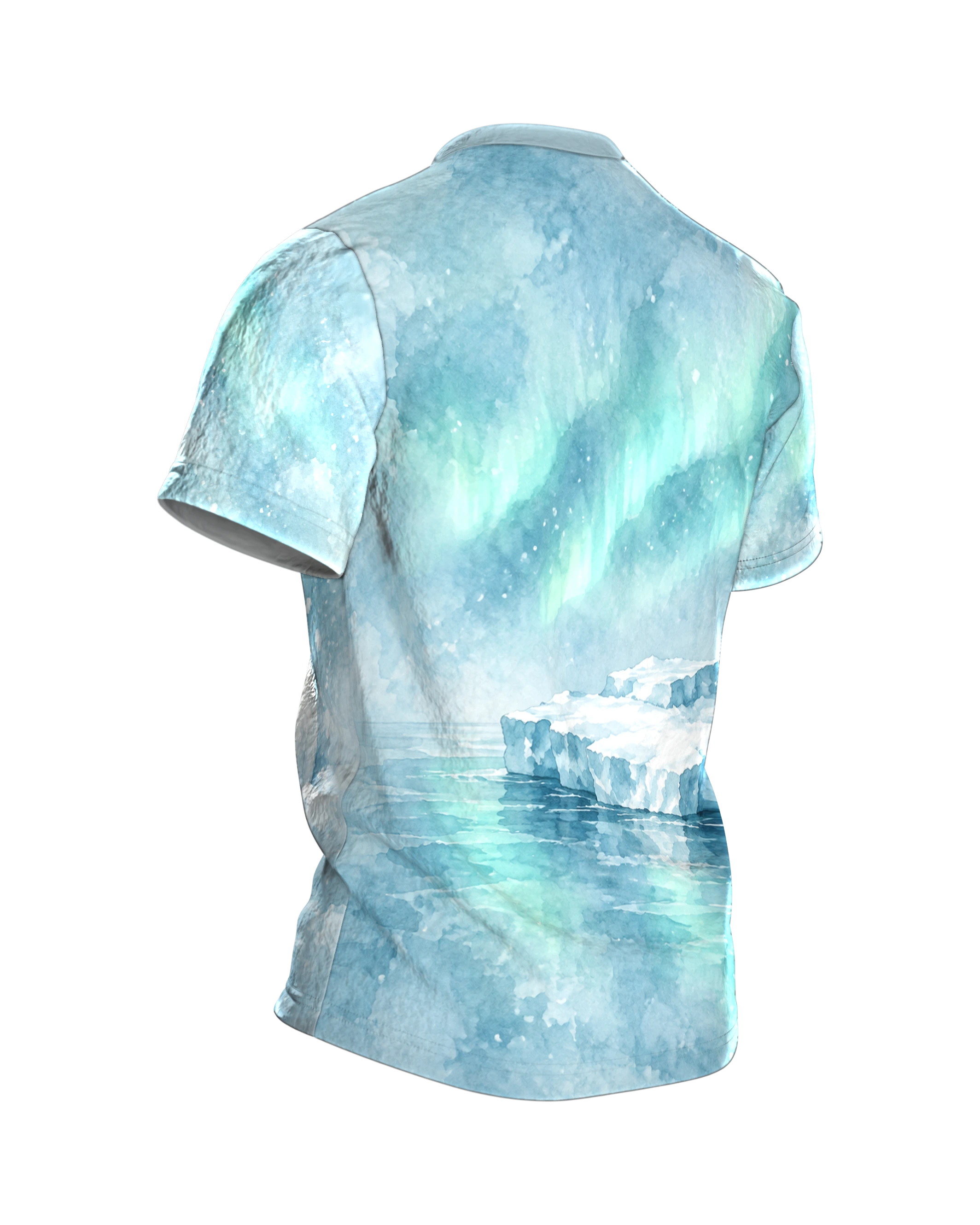 Eisbär T-Shirt Weihnachten: Eisbärmutter mit zwei Jungen, Rückseite schräg rechts