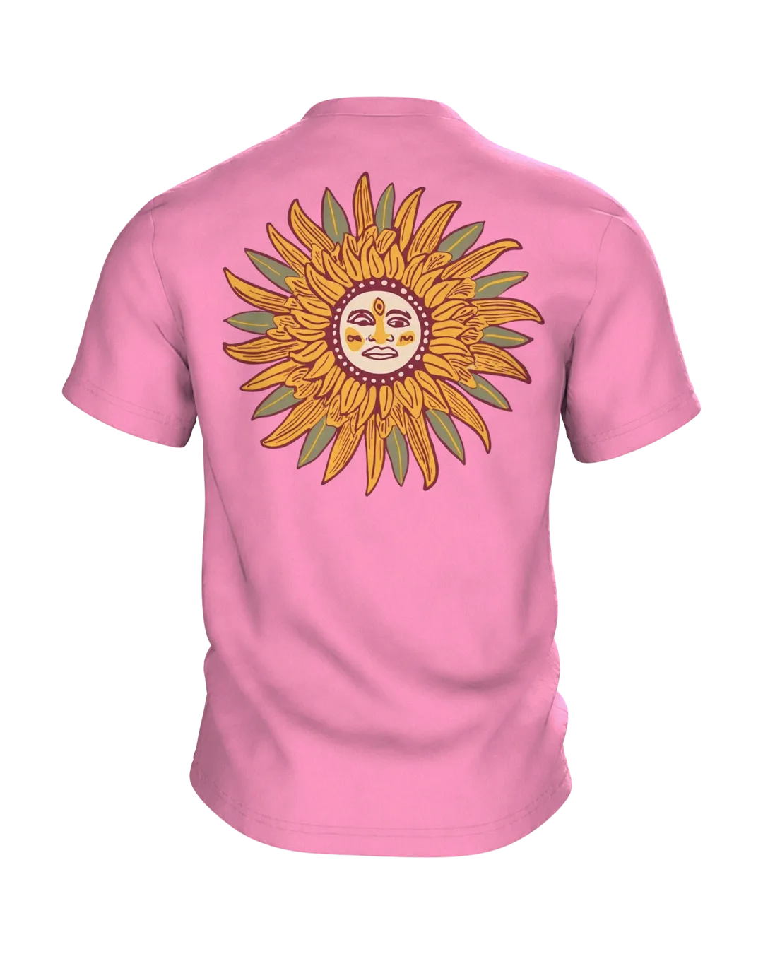 Australian Shepherd T-shirt, Portrait in an Art Nouveau Wreath with Sun on the Back, Back