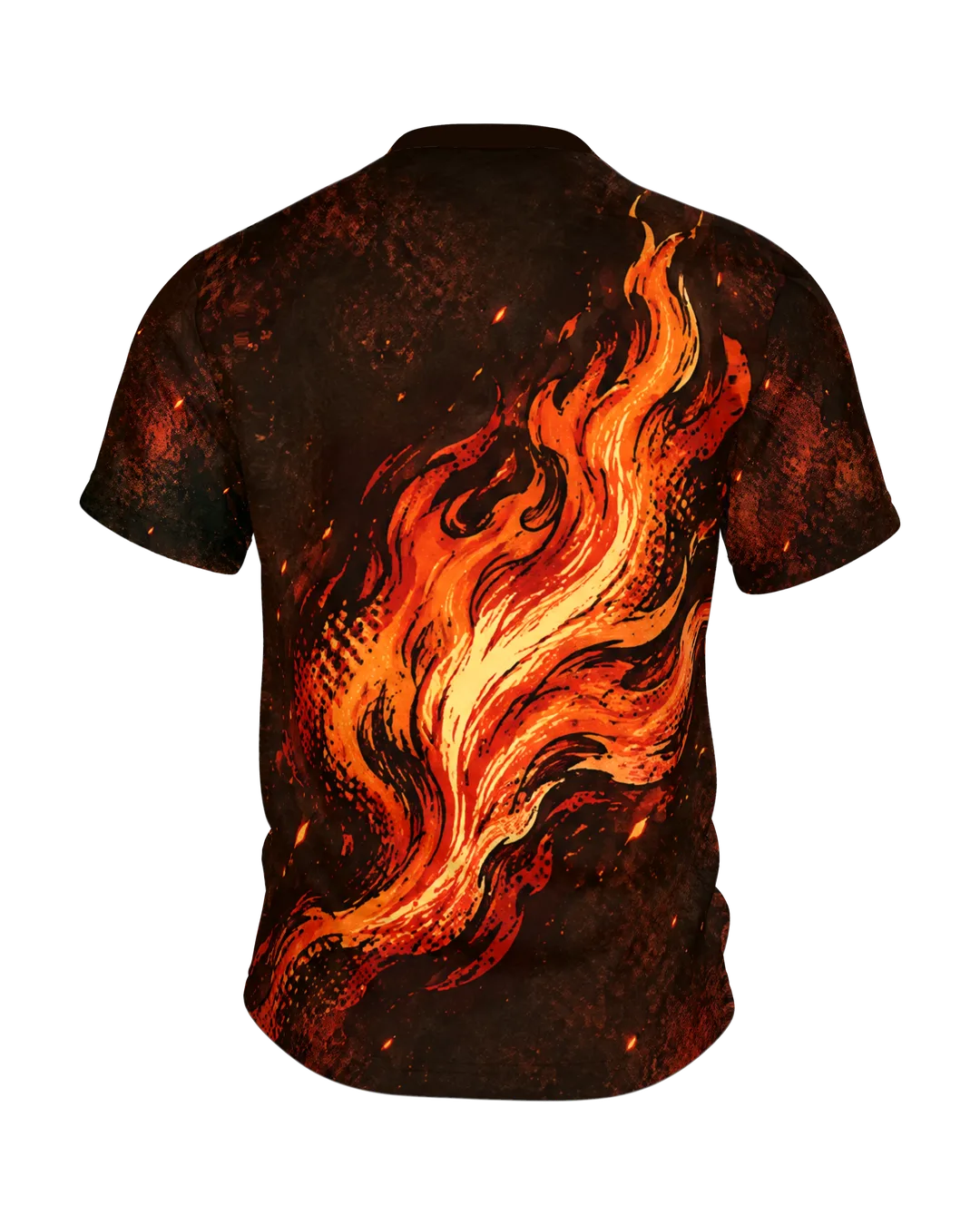 Firefighter Shirt with Flames: Helmet and Axes, Back