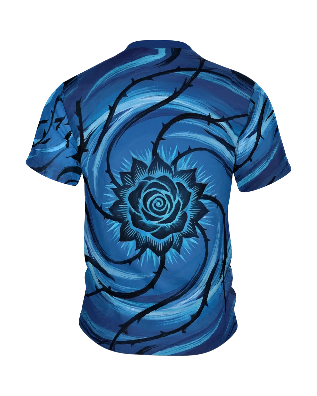 Rosen Blütenpracht Rundum-Shirt: Botanisches Design, Rückseite
