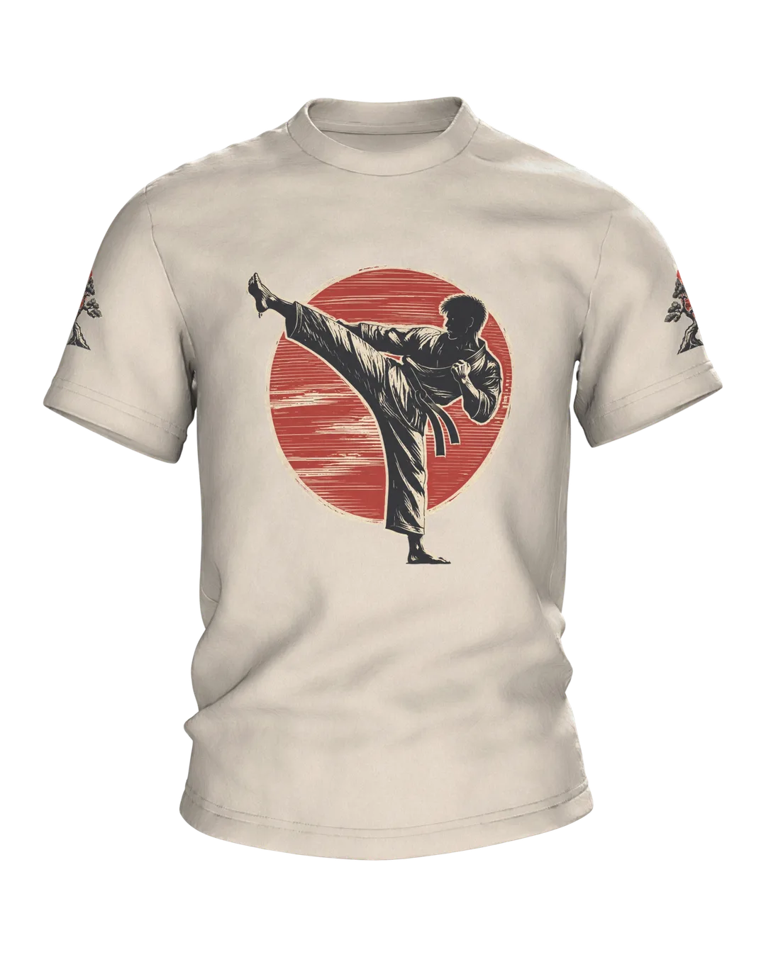 Karate T-Shirt Hoher Tritt vor roter Sonne, Kampfsport