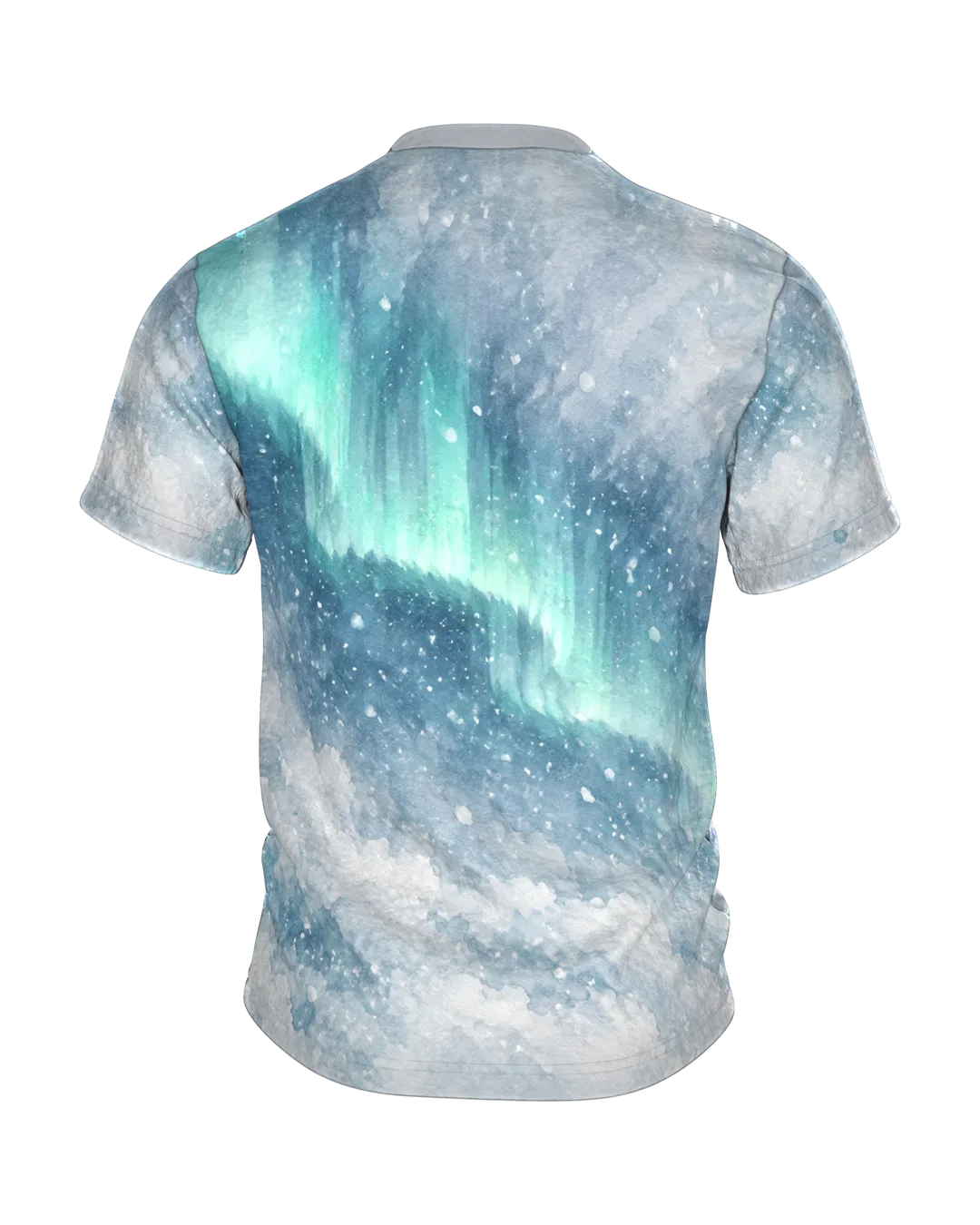 Eisbär Mama Shirt: Eisbärin mit Jungen im Schneegestöber, Rückseite