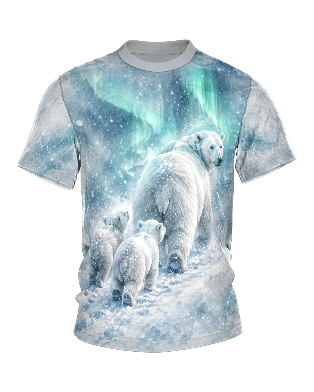 Eisbär Mama Shirt: Eisbärin mit Jungen im Schneegestöber