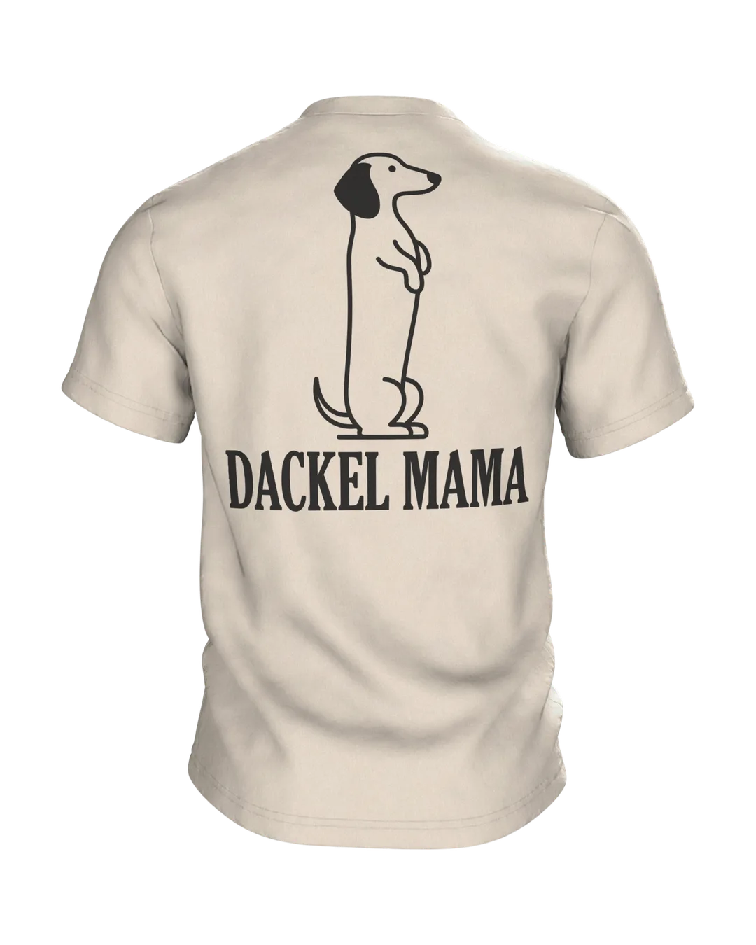 Dackel Mama T-Shirt, minimalistische Dackel Linienkunst mit Schriftzug auf dem Rücken, Rückseite