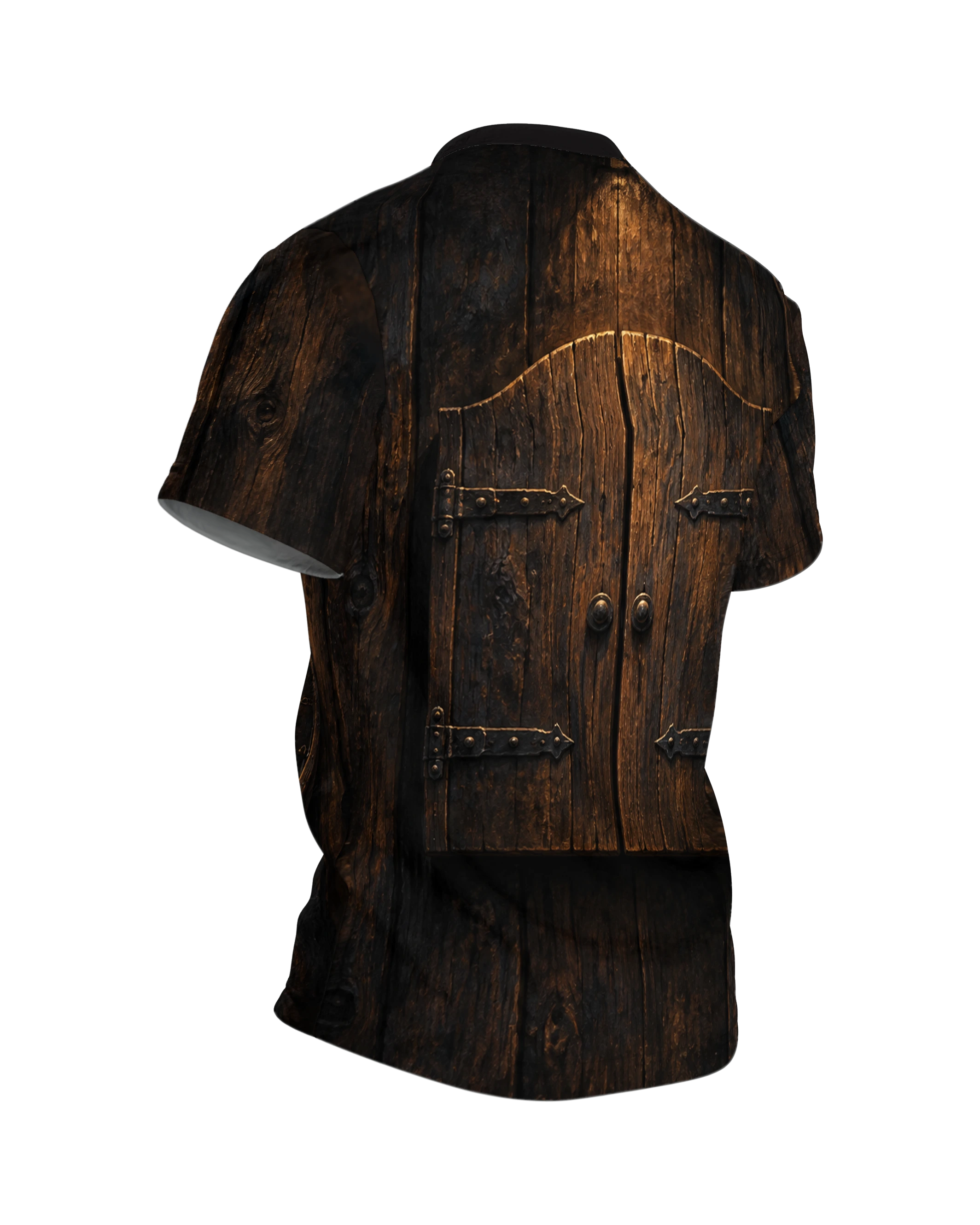 Darts Player Shirt: Three Darts in Lantern Light, Back, angled right