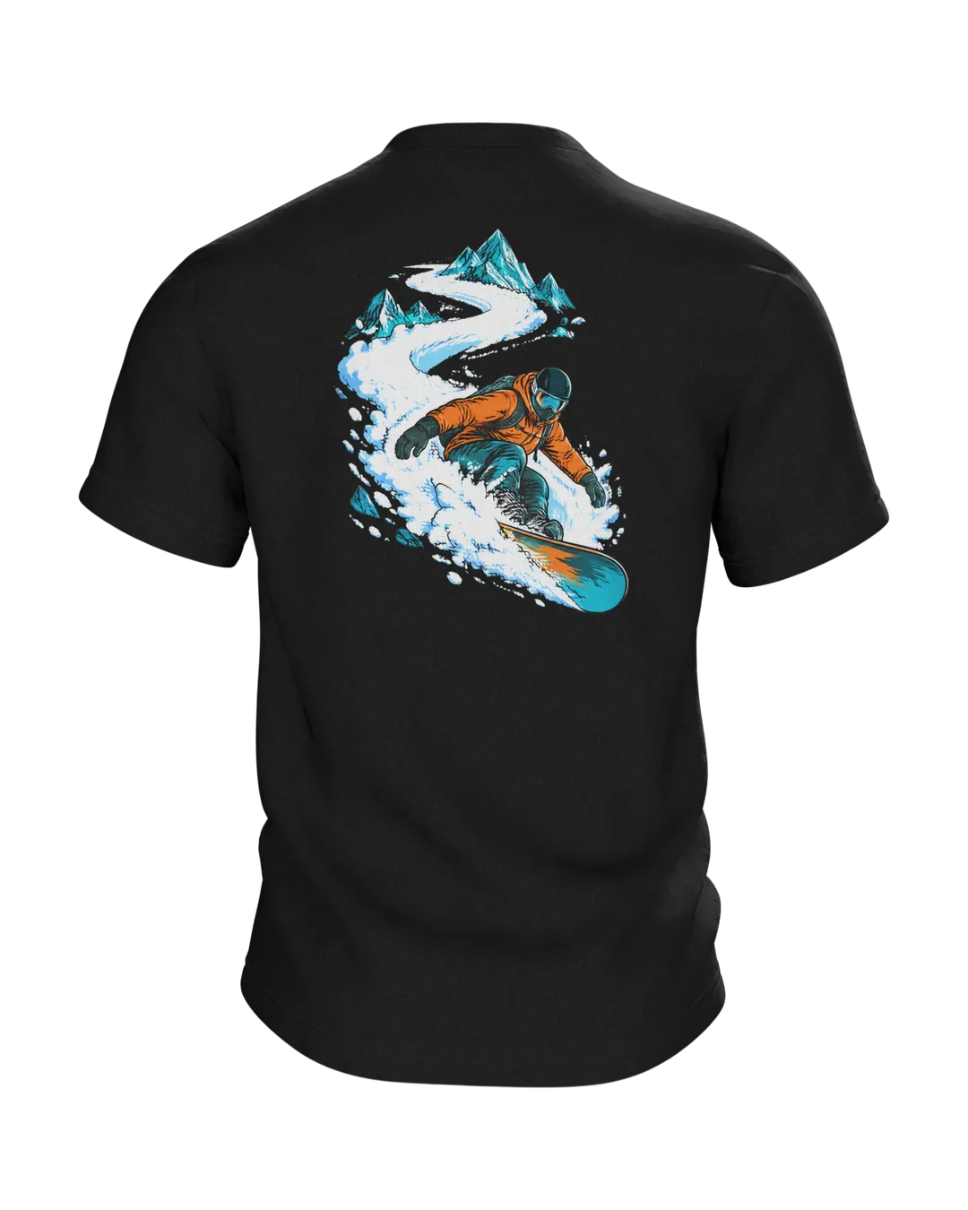 Snowboard T-Shirt: Snowboarder in Deep Powder, Back
