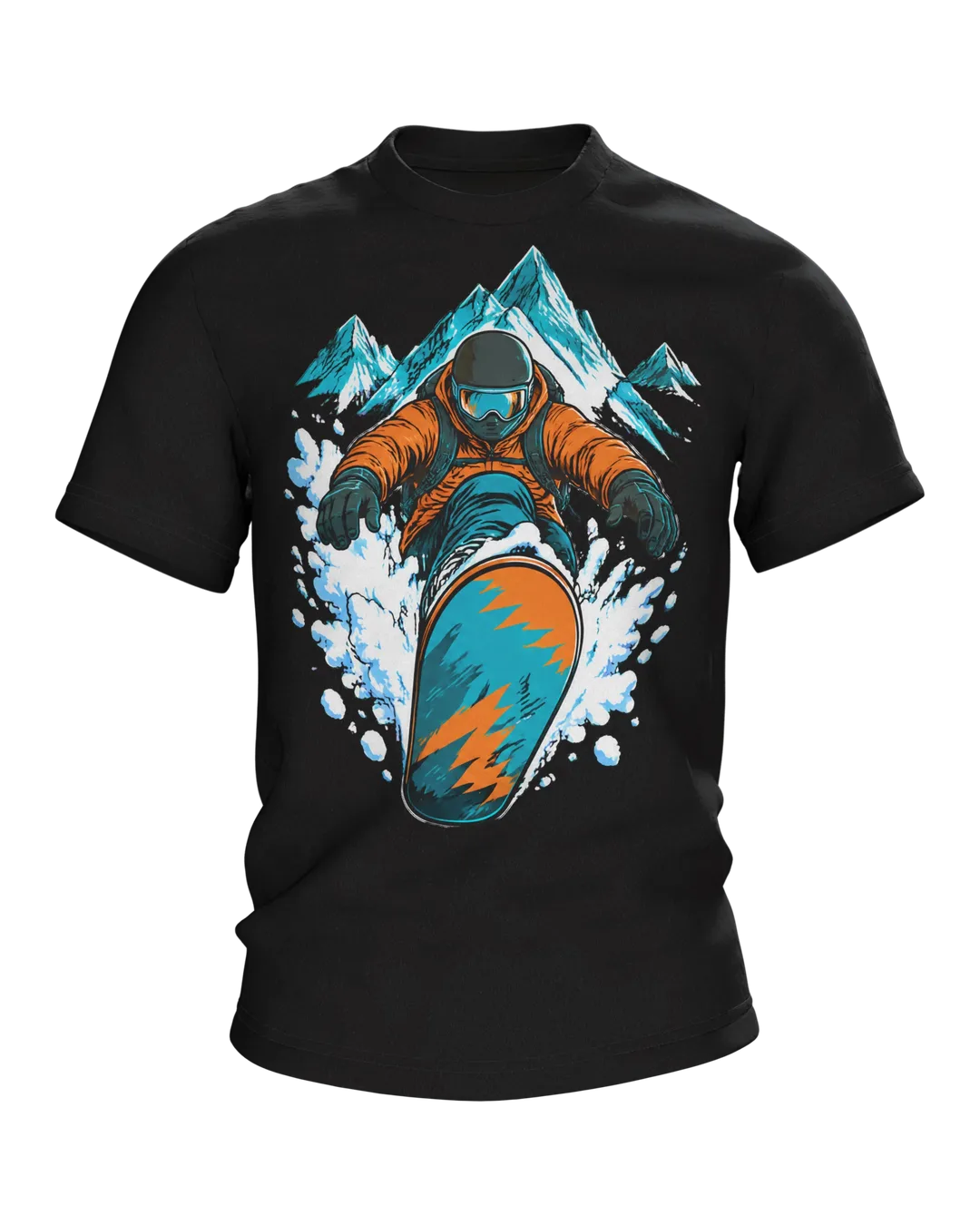 Snowboard T-Shirt: Snowboarder im Pulverschnee