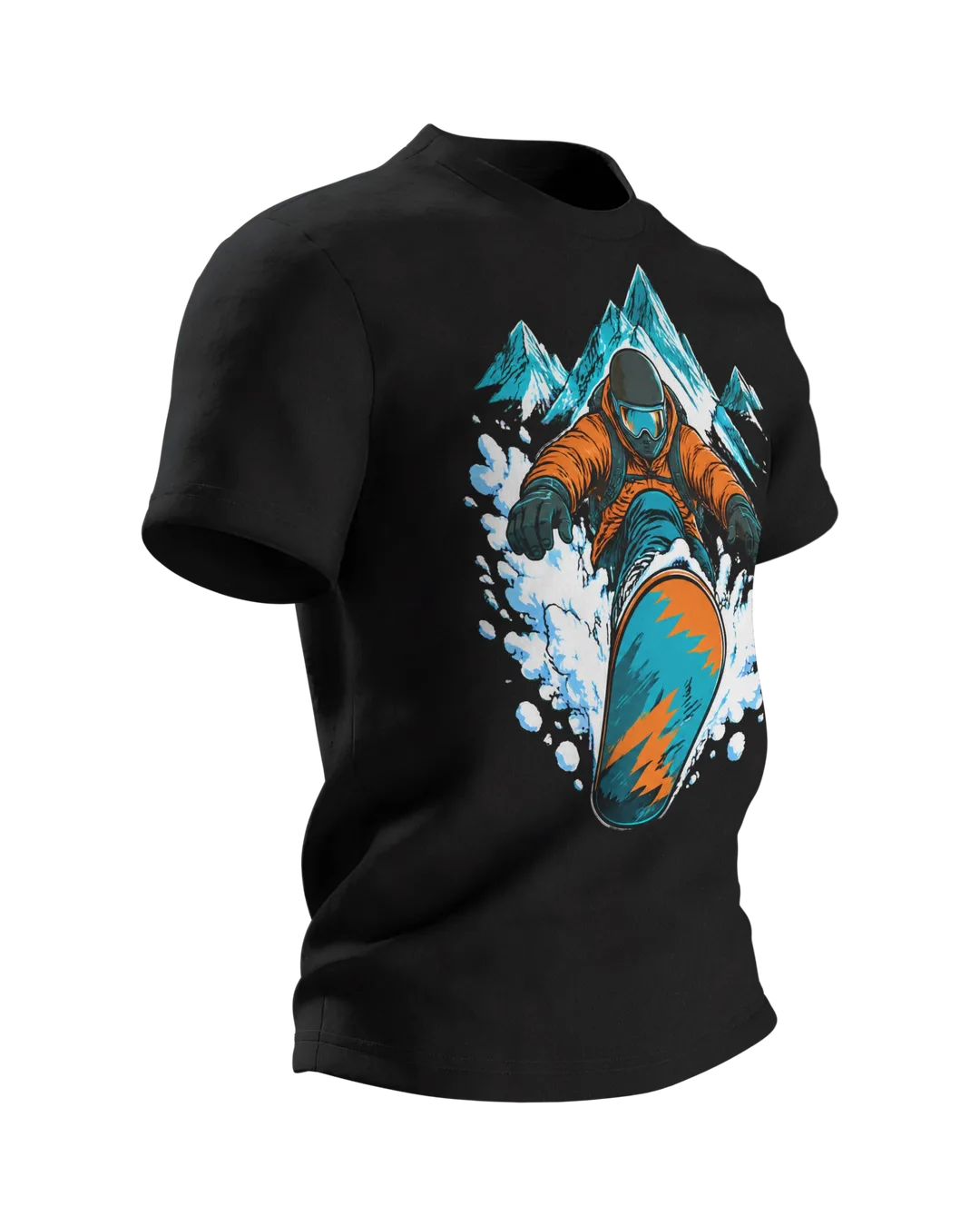 Snowboard T-Shirt: Snowboarder in Deep Powder, Side view, left