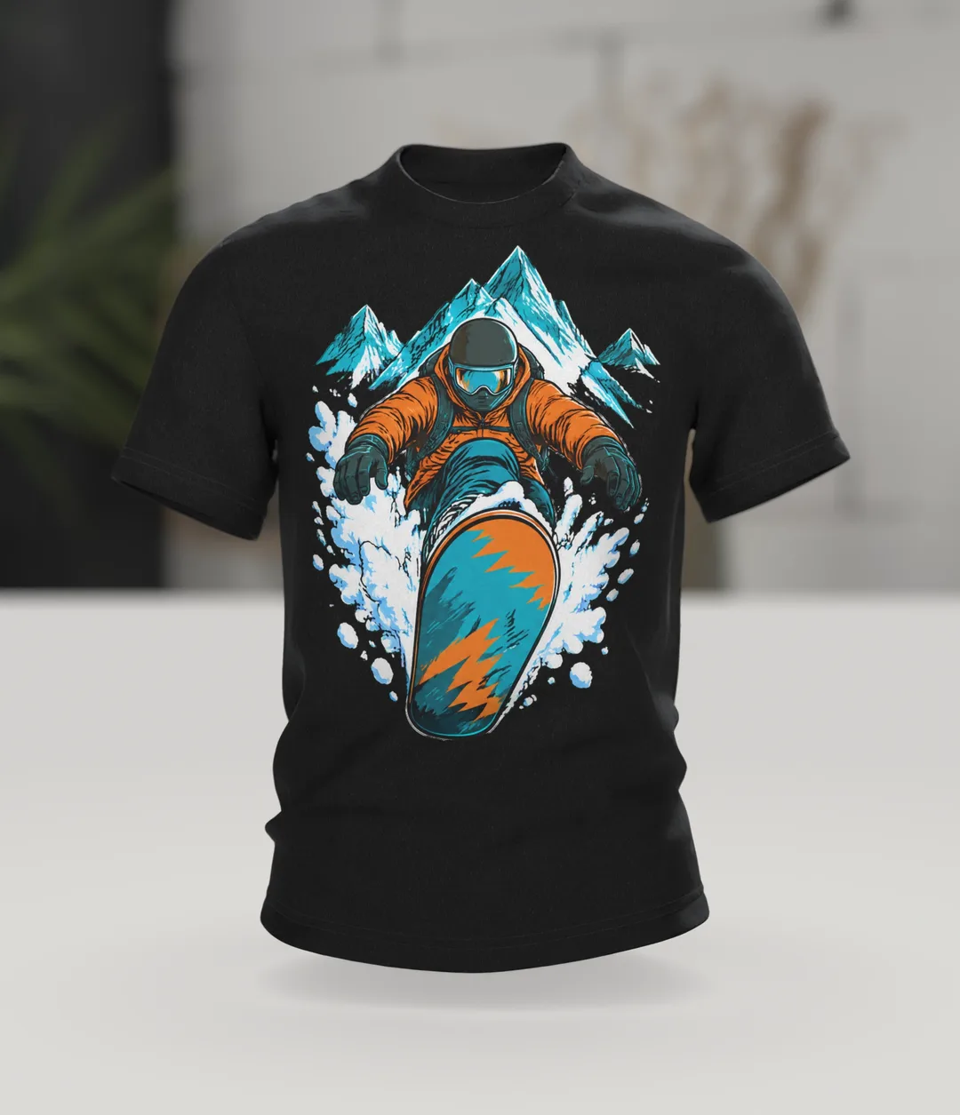 Snowboard T-Shirt: Snowboarder in Deep Powder, In context