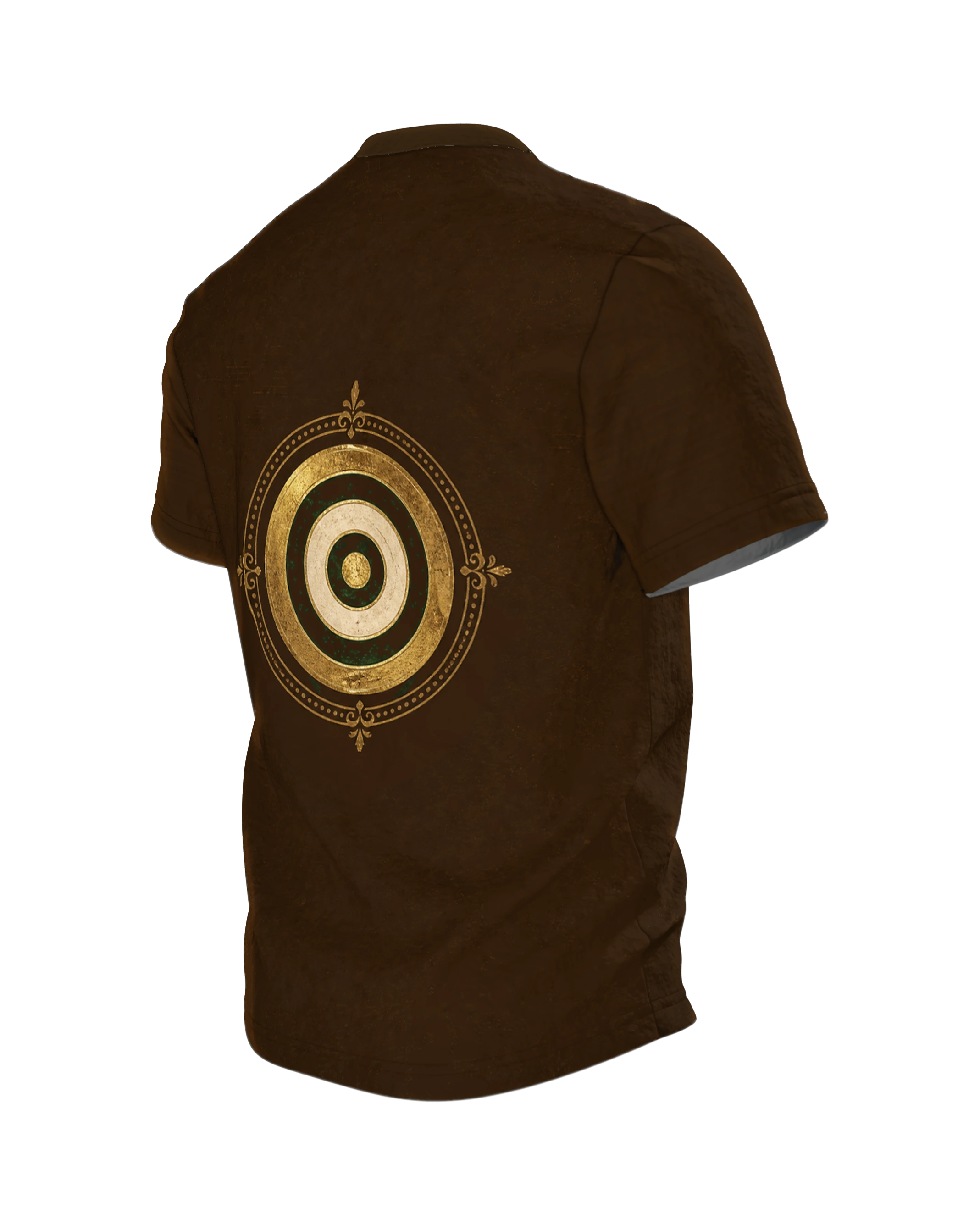 Vintage Darts Shirt: Dartscheibe im Hopfenkranz, Rückseite schräg links