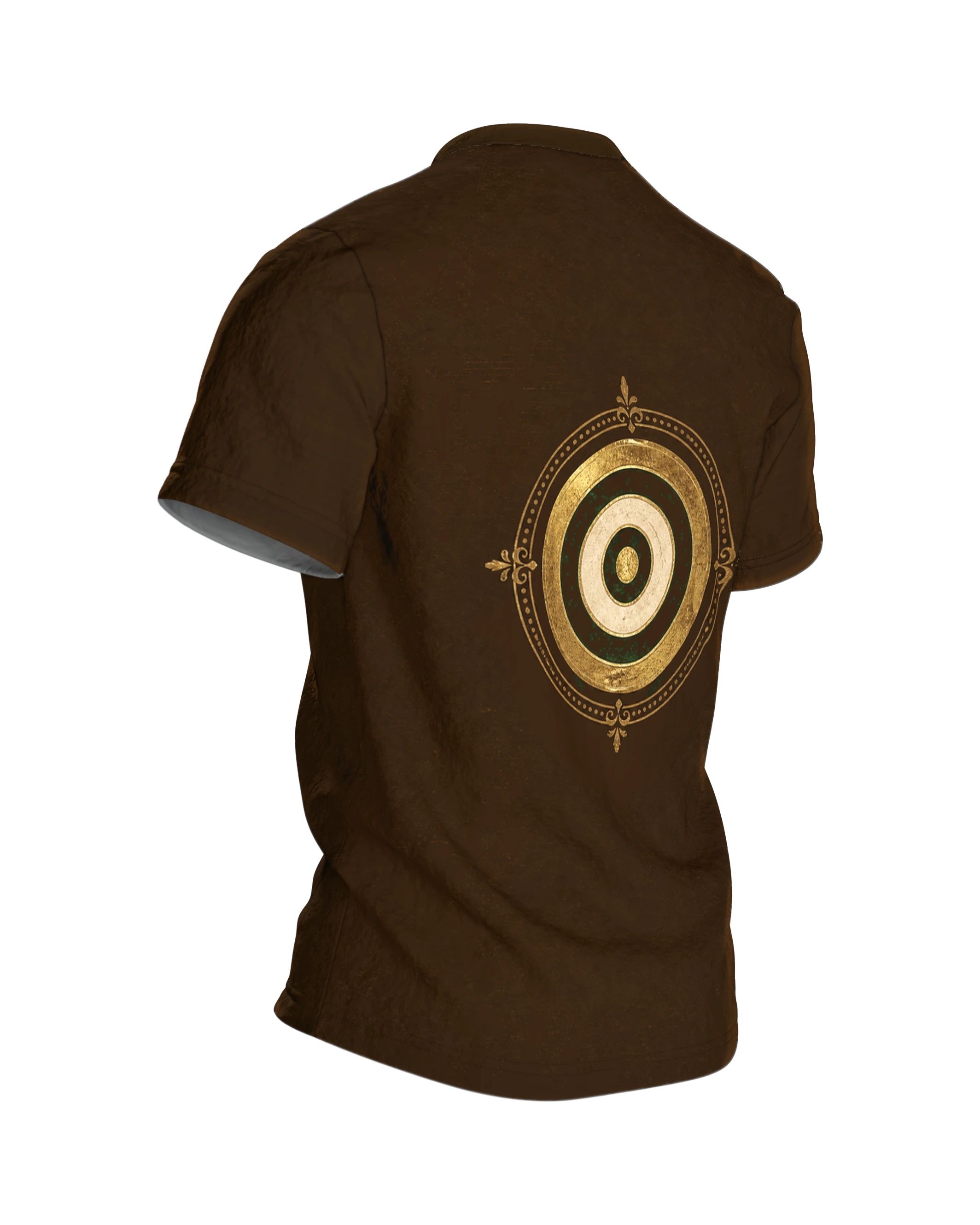 Vintage Darts Shirt: Dartscheibe im Hopfenkranz, Rückseite schräg rechts