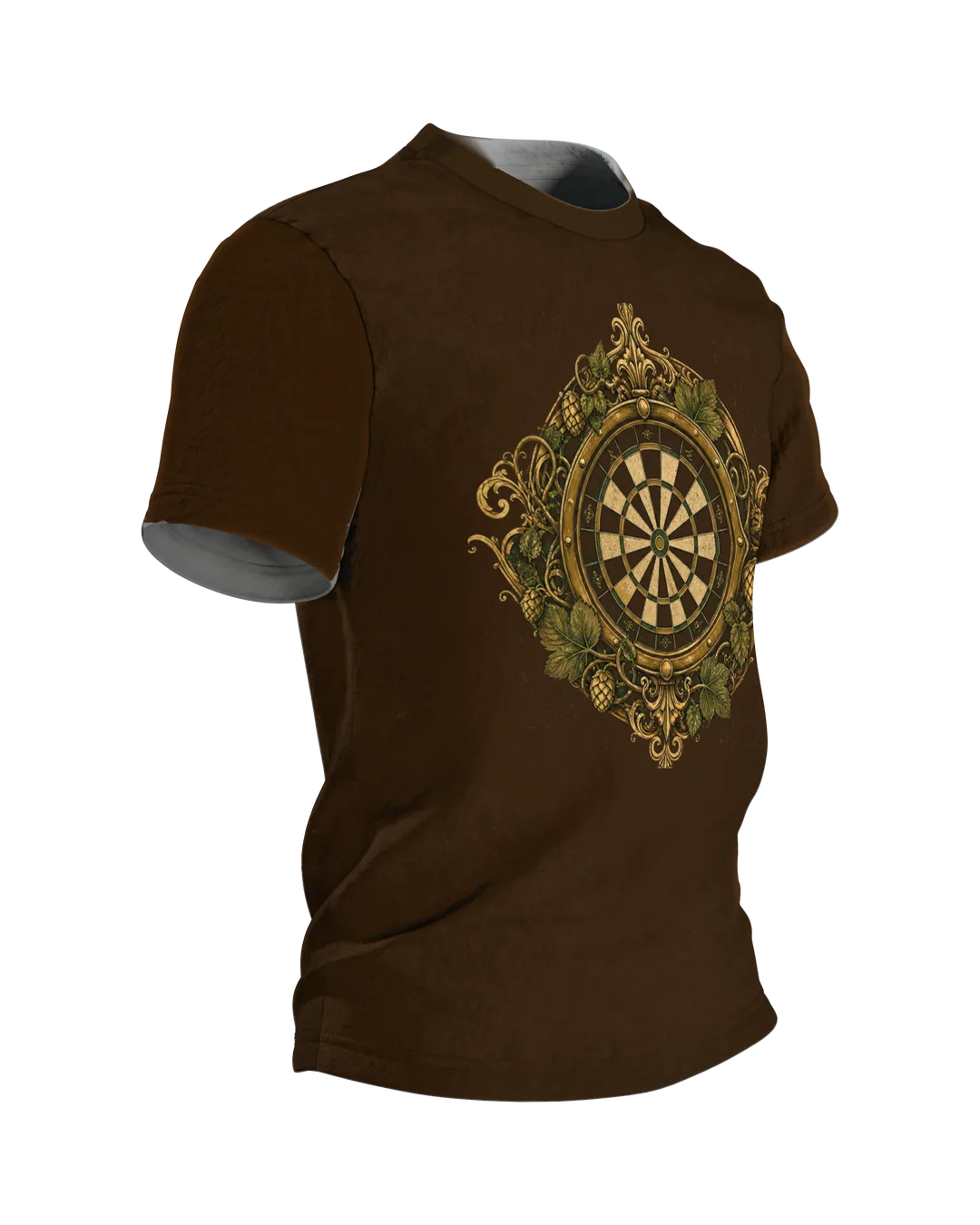 Vintage Darts Shirt: Dartscheibe im Hopfenkranz, Seitenansicht links