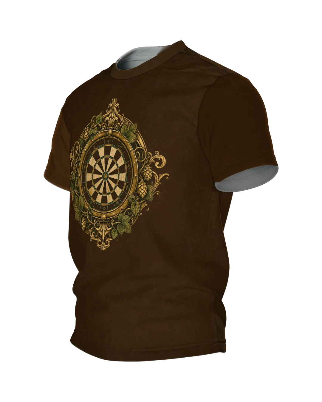 Vintage Darts Shirt: Dartscheibe im Hopfenkranz, Seitenansicht rechts