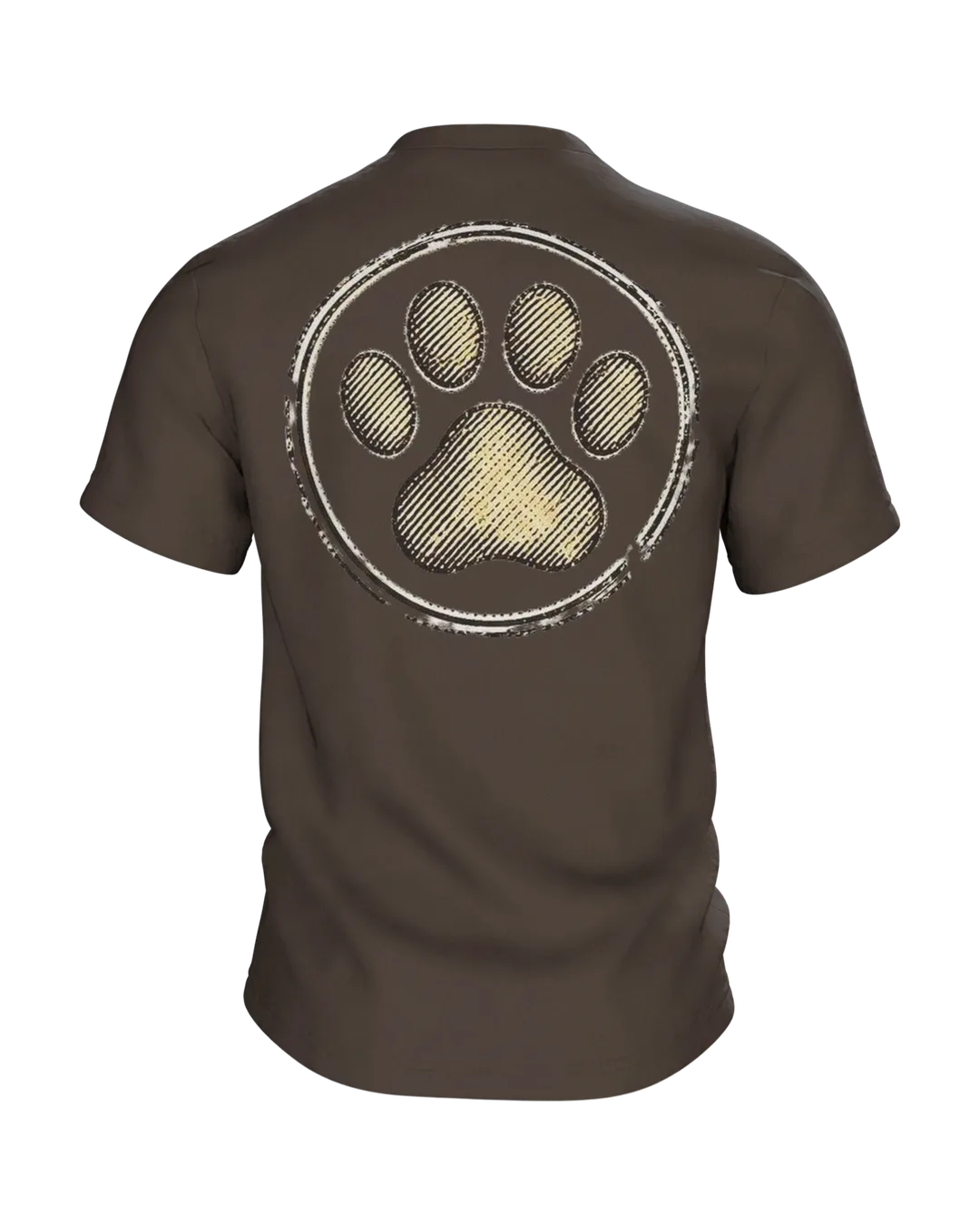 Dackel Mama T-Shirt, Vintage Gravur-Emblem im Used-Look mit Pfoten-Stempel, Rückseite