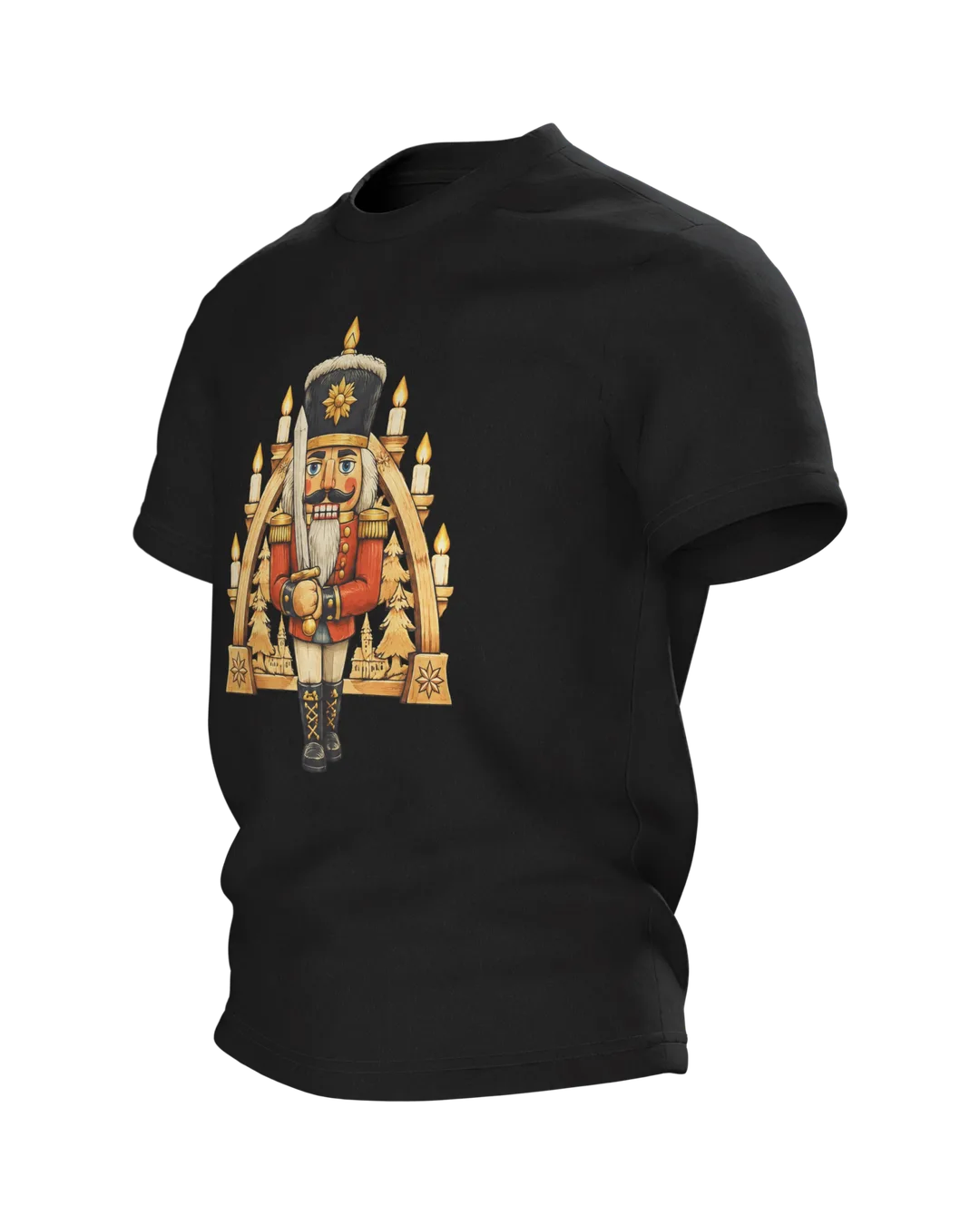 Nussknacker T-Shirt: Holzsoldat vor dem Schwibbogen, Seitenansicht rechts