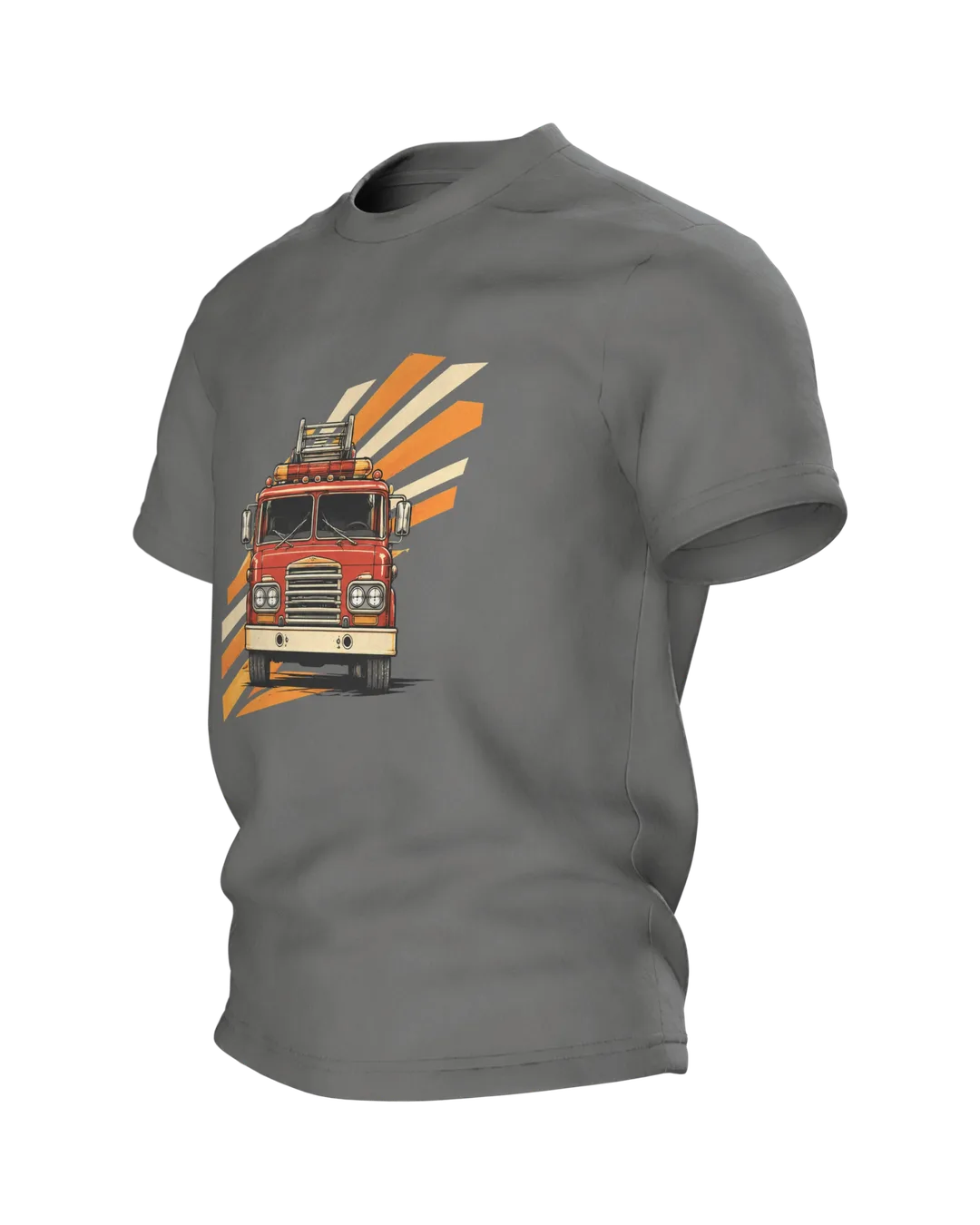 Feuerwehrauto T-Shirt: Löschfahrzeug im Retro-Look, Seitenansicht rechts