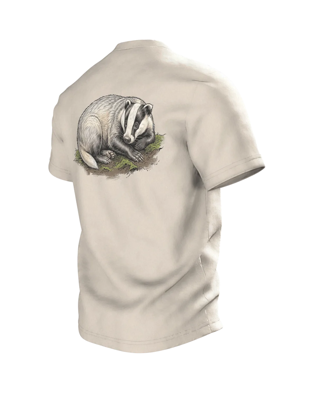 Dachs T-Shirt Erdbau Kerzenschein Schatzkarte Bilderbuch Illustration, Rückseite schräg links