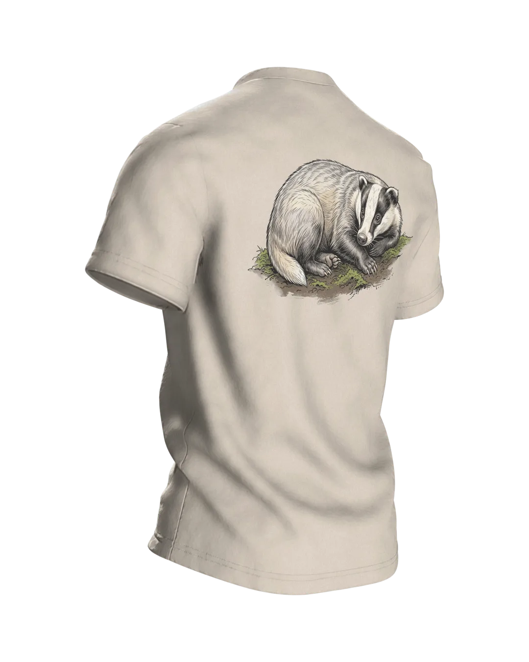 Dachs T-Shirt Erdbau Kerzenschein Schatzkarte Bilderbuch Illustration, Rückseite schräg rechts