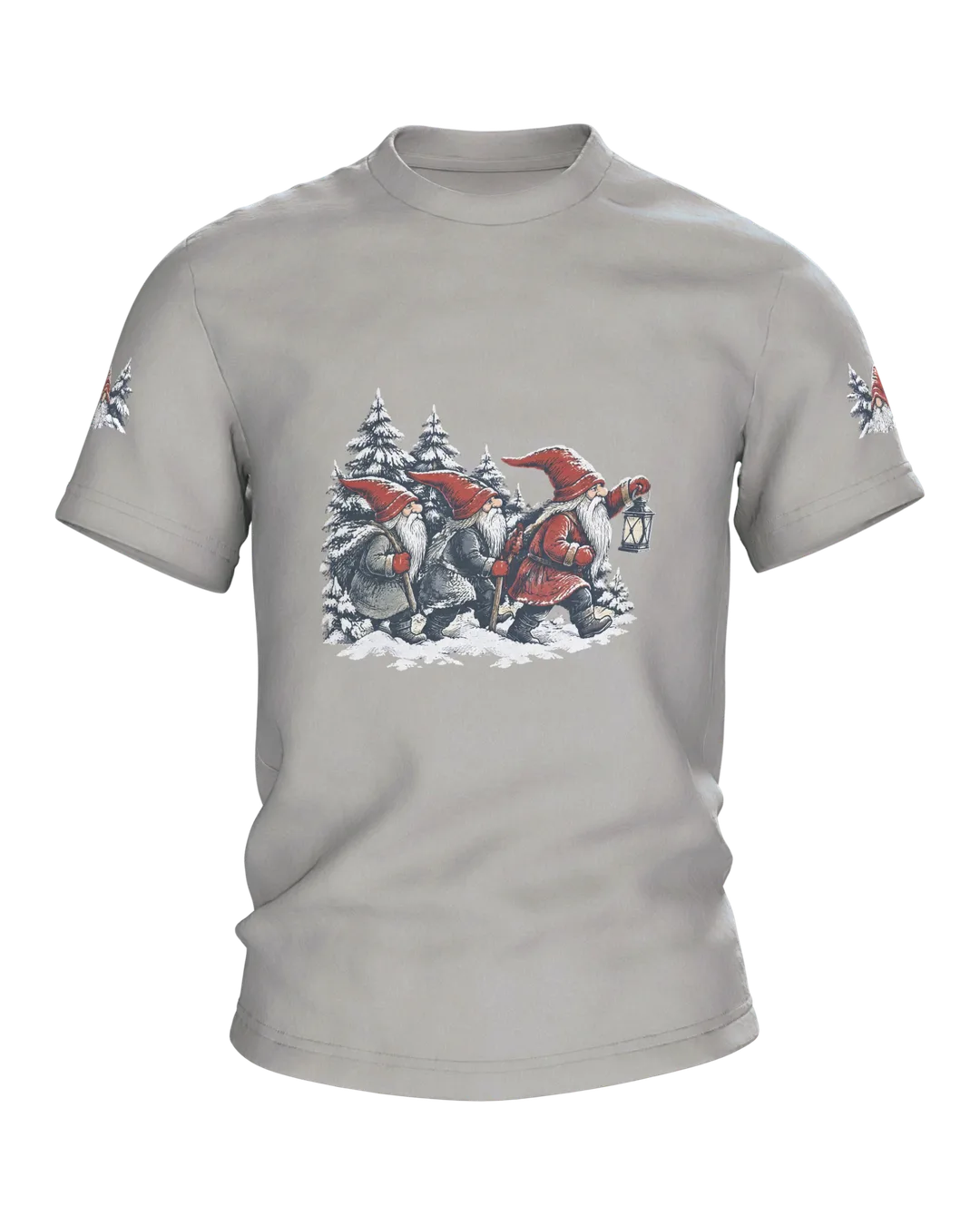 Scandinavian Gnome T-Shirt: Three Gnomes with a Lantern