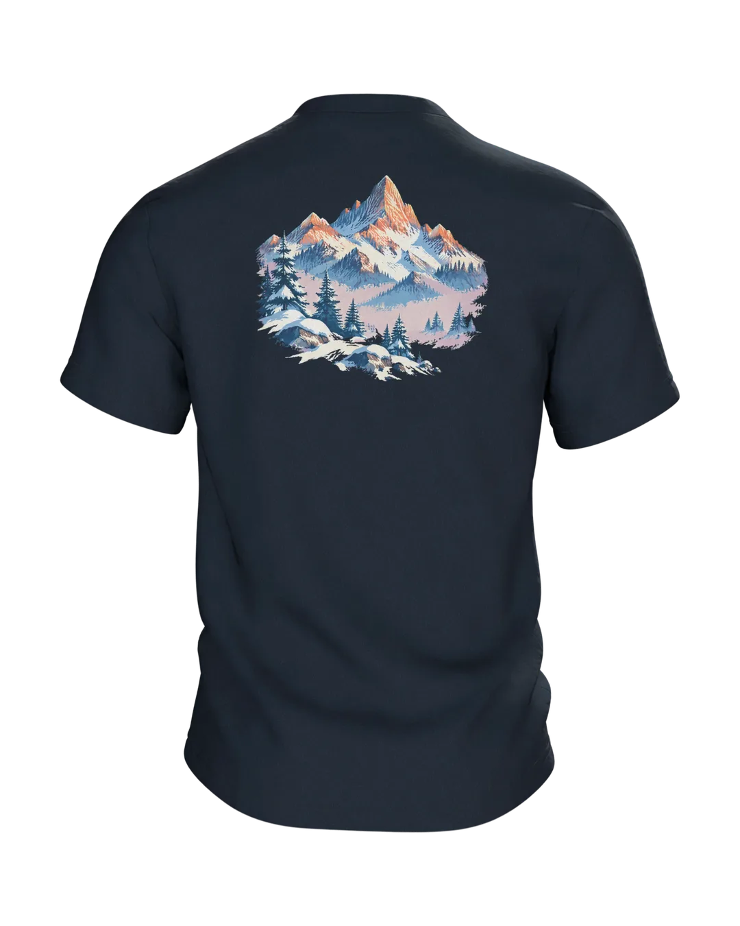 Ski T-Shirt: Skihütte im Alpenglühen, Retro, Rückseite