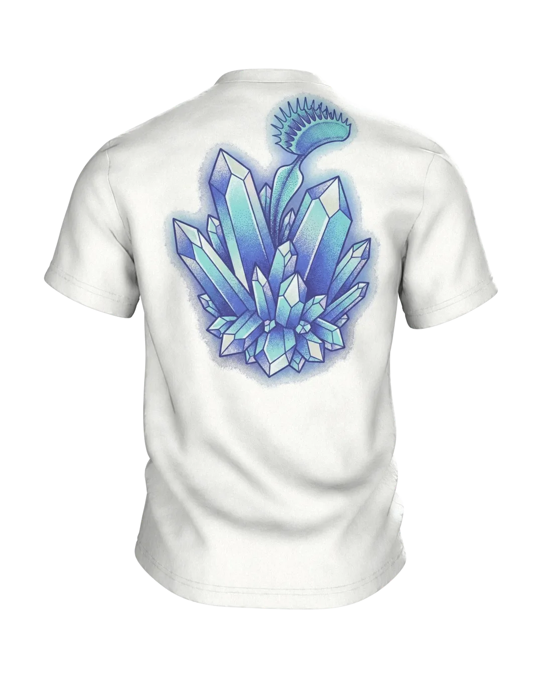 Venus Flytrap Crystal T-shirt, Dotwork Carnivore with Ice Teeth and a Mineral Bed, Back