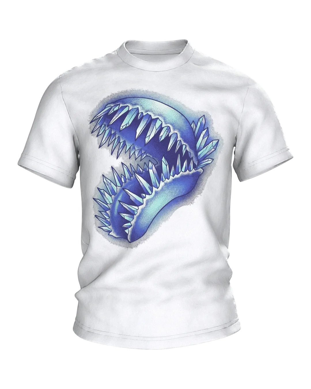 Venus Flytrap Crystal T-shirt, Dotwork Carnivore with Ice Teeth and a Mineral Bed