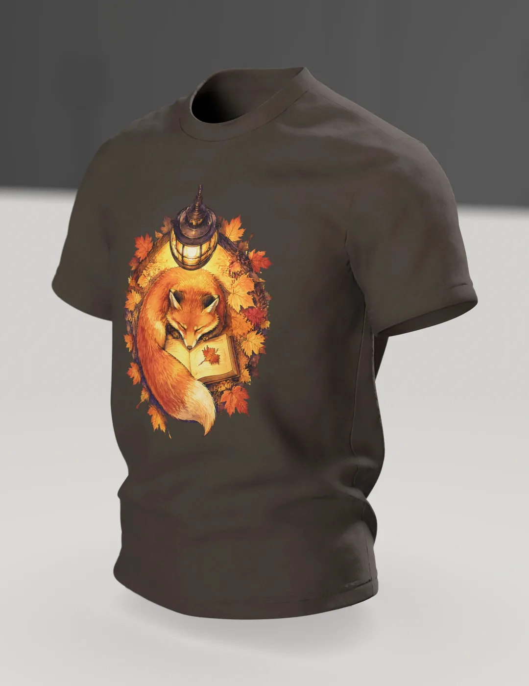 Lesender Fuchs T-Shirt: Lesestunde unter der Laterne, Im Raum, schräg