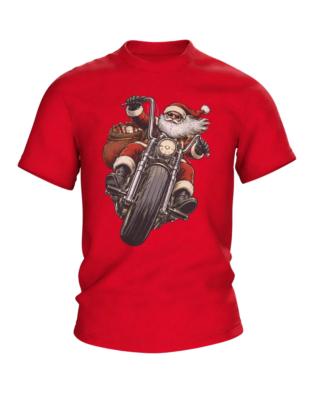 Biker Weihnachtsmann T-Shirt: Santa auf dem Chopper